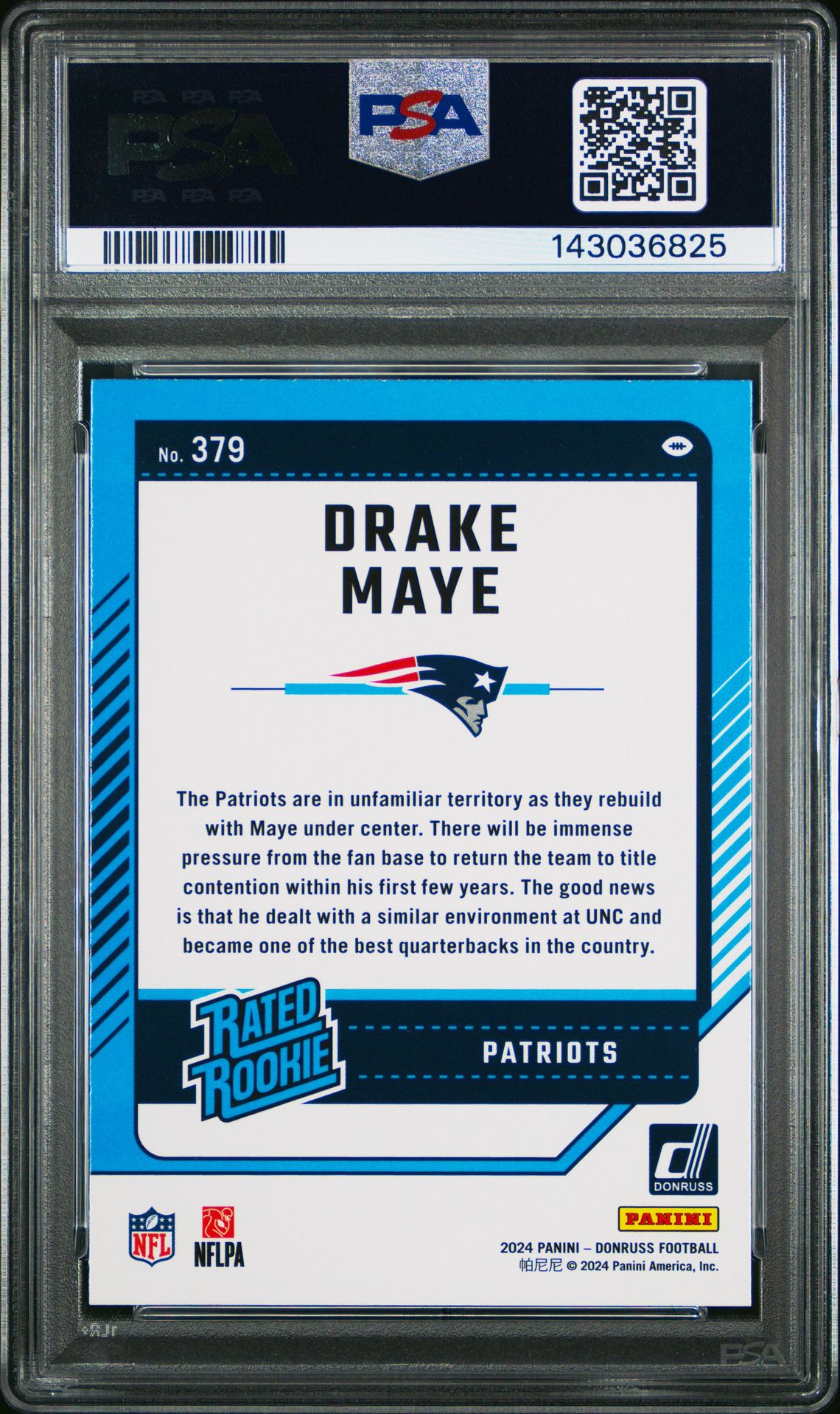 2024 Panini Donruss Drake Maye #379 Mint 9 back