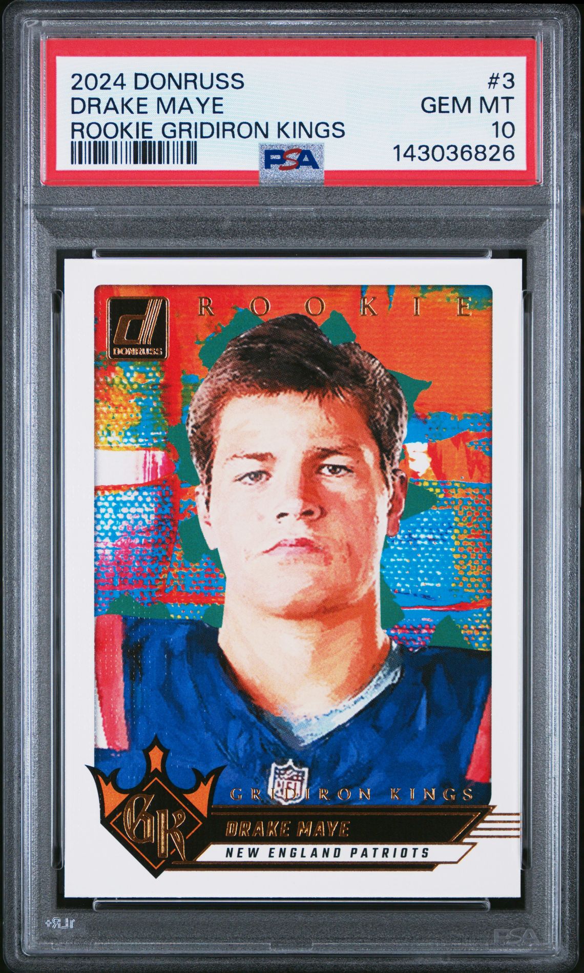 2024 Panini Donruss Rookie Gridiron Kings Drake Maye #3 Gem Mt 10 front