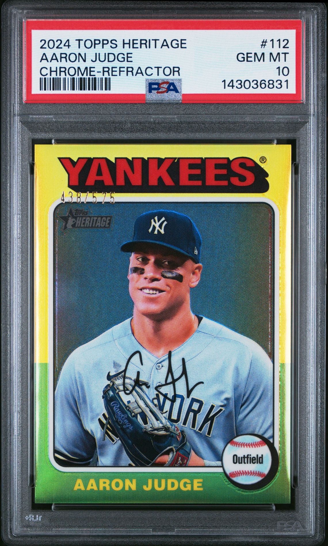 2024 Topps Heritage Aaron Judge #112 (Chrome-Refractor) Gem Mt 10 front