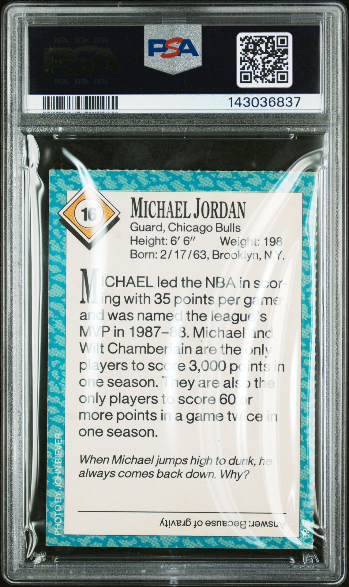 1989 S.i. For Kids Michael Jordan #16 Ex-Mt 6 back