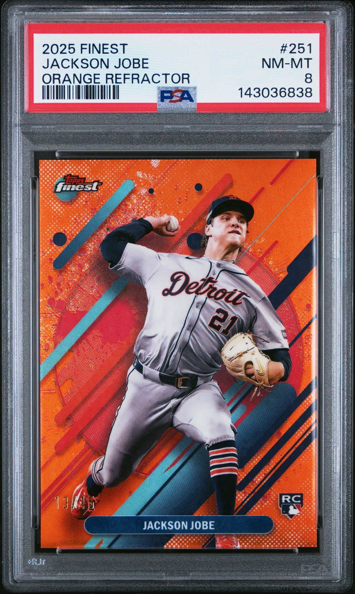 2025 Topps Finest Jackson Jobe #251 (Orange Refractor) Nm-Mt 8 front