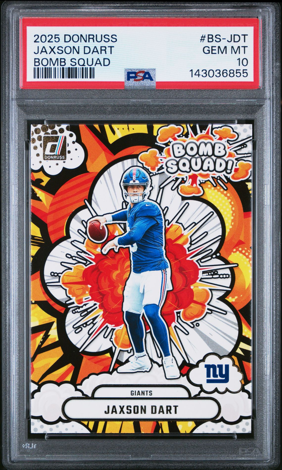 2025 Panini Donruss Bomb Squad Jaxson Dart #Bs-Jdt Gem Mt 10 front