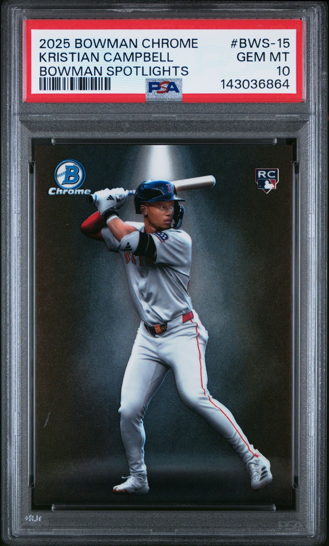 2025 Bowman Chrome Bowman Spotlights Kristian Campbell #Bws-15 Gem Mt 10 front