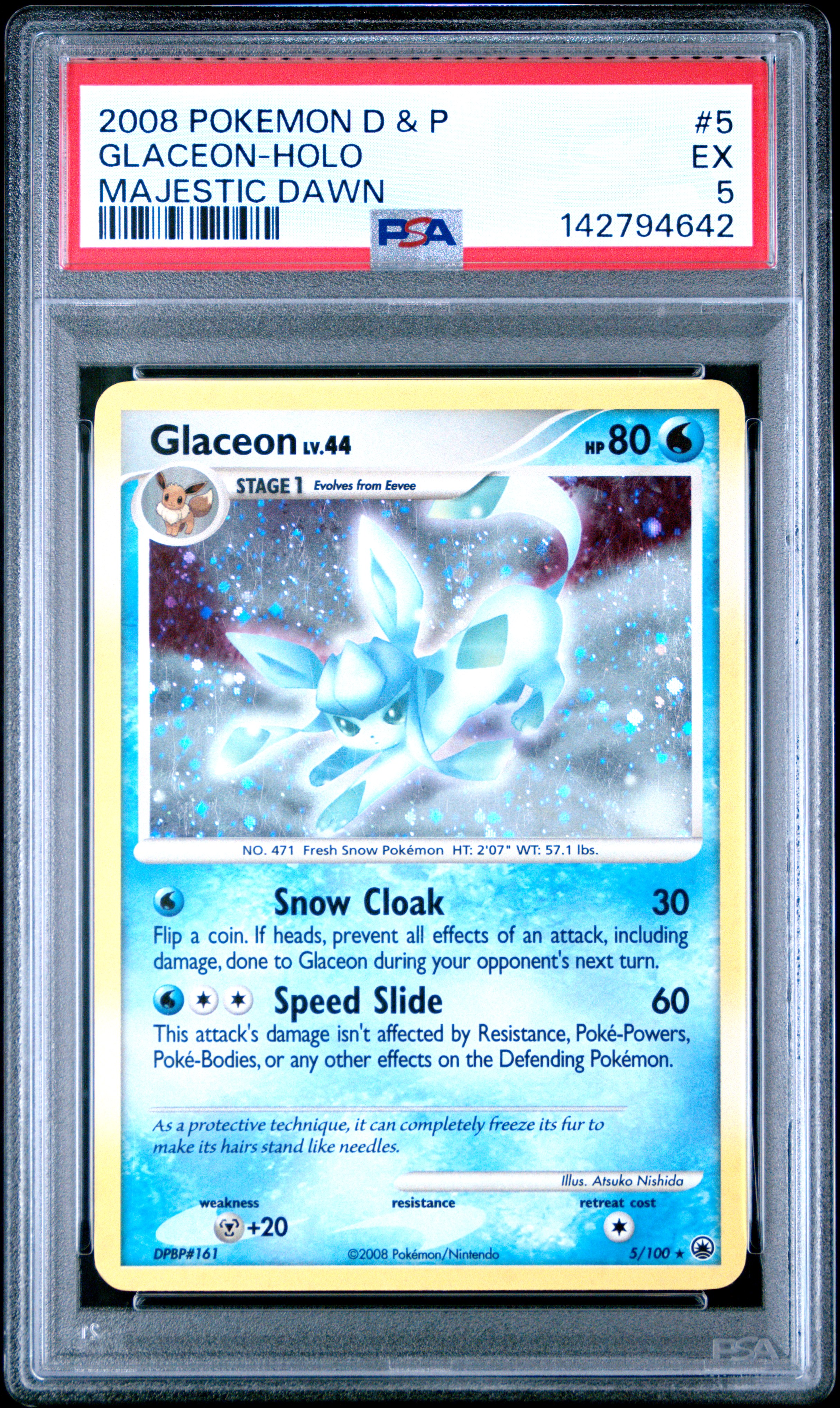 2008 #5 Glaceon-Holo PSA 5 Diamond & Pearl Majestic Dawn Pokemon