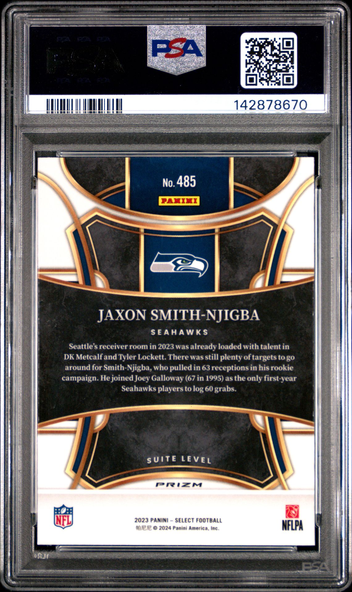 2023 Panini Select Jaxon Smith-Njigba #485 (Silver Prizm) Mint 9 back