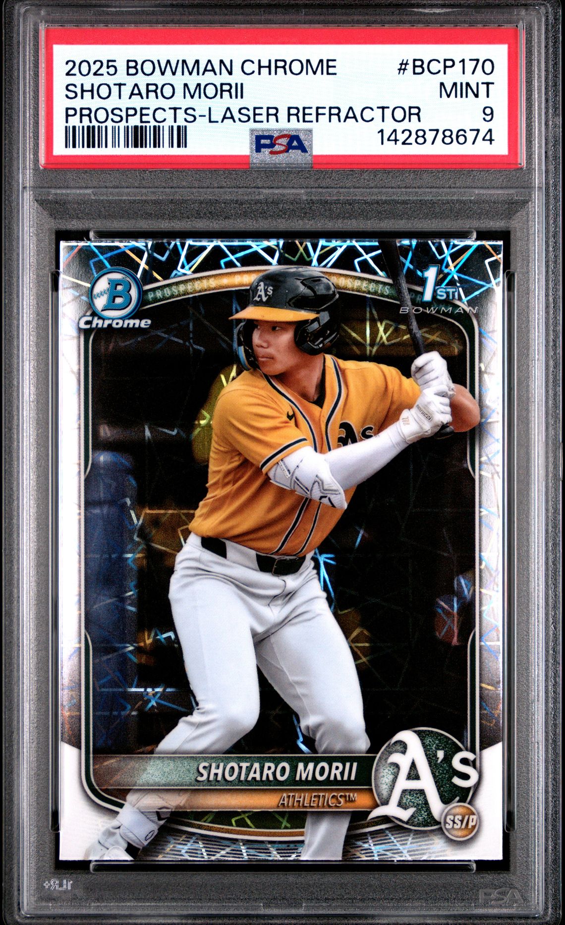 2025 Bowman Chrome Prospects Shotaro Morii #Bcp170 (Prospects-Laser Refractor) Mint 9 front