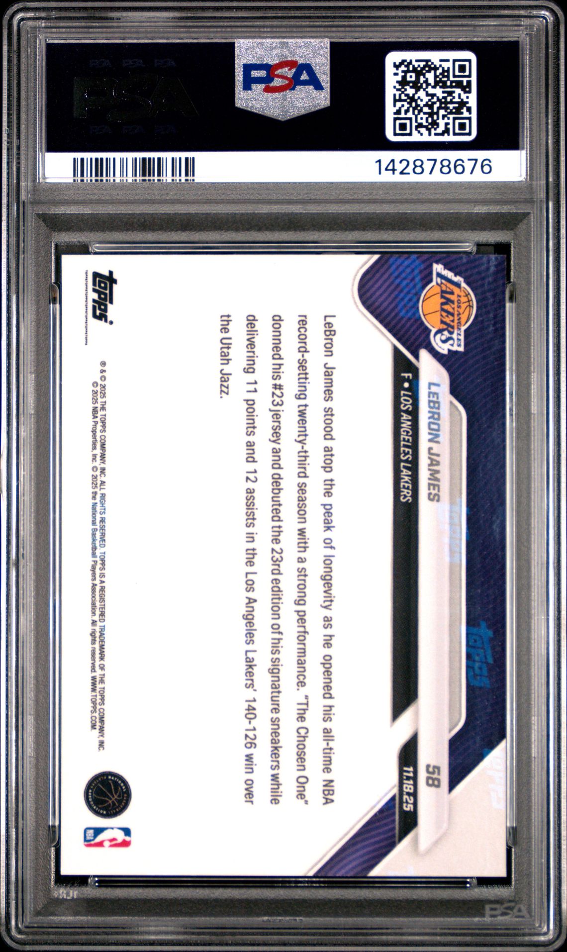 2025 Topps Now Lebron James #58 Mint 9 back