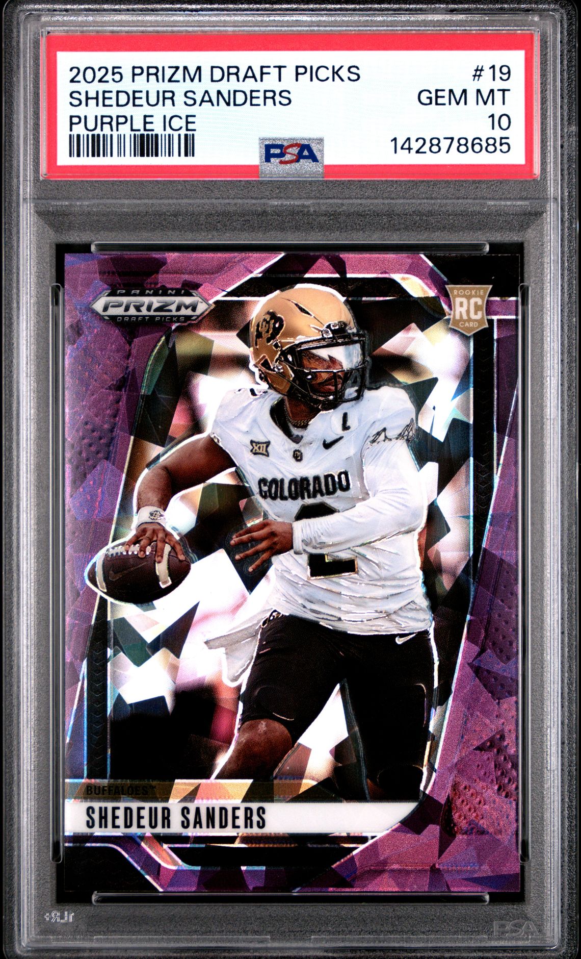 2025 Panini Prizm Draft Picks Shedeur Sanders #19 (Purple Ice) Gem Mt 10 front