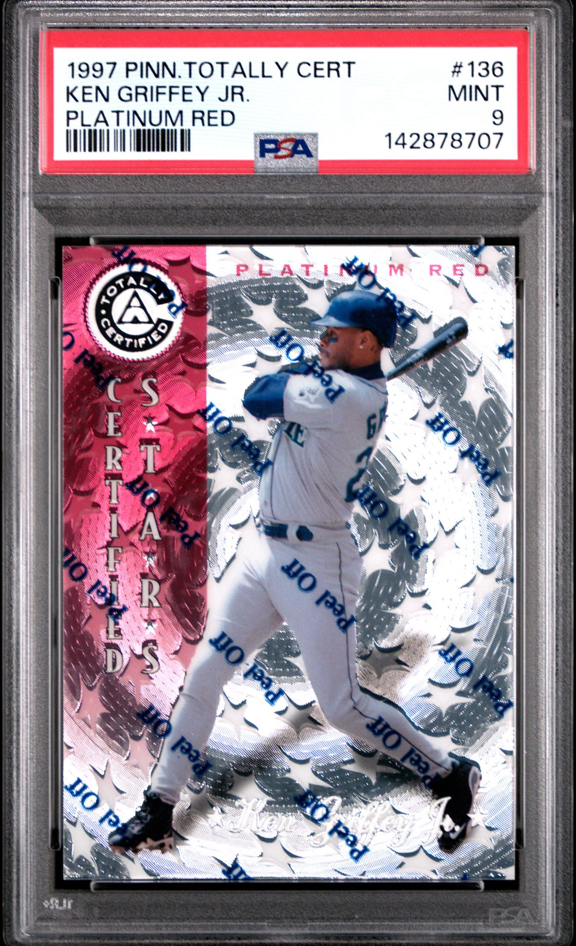 1997 Pinnacle Totally Certified Ken Griffey Jr. #136 (Platinum Red) Mint 9 front