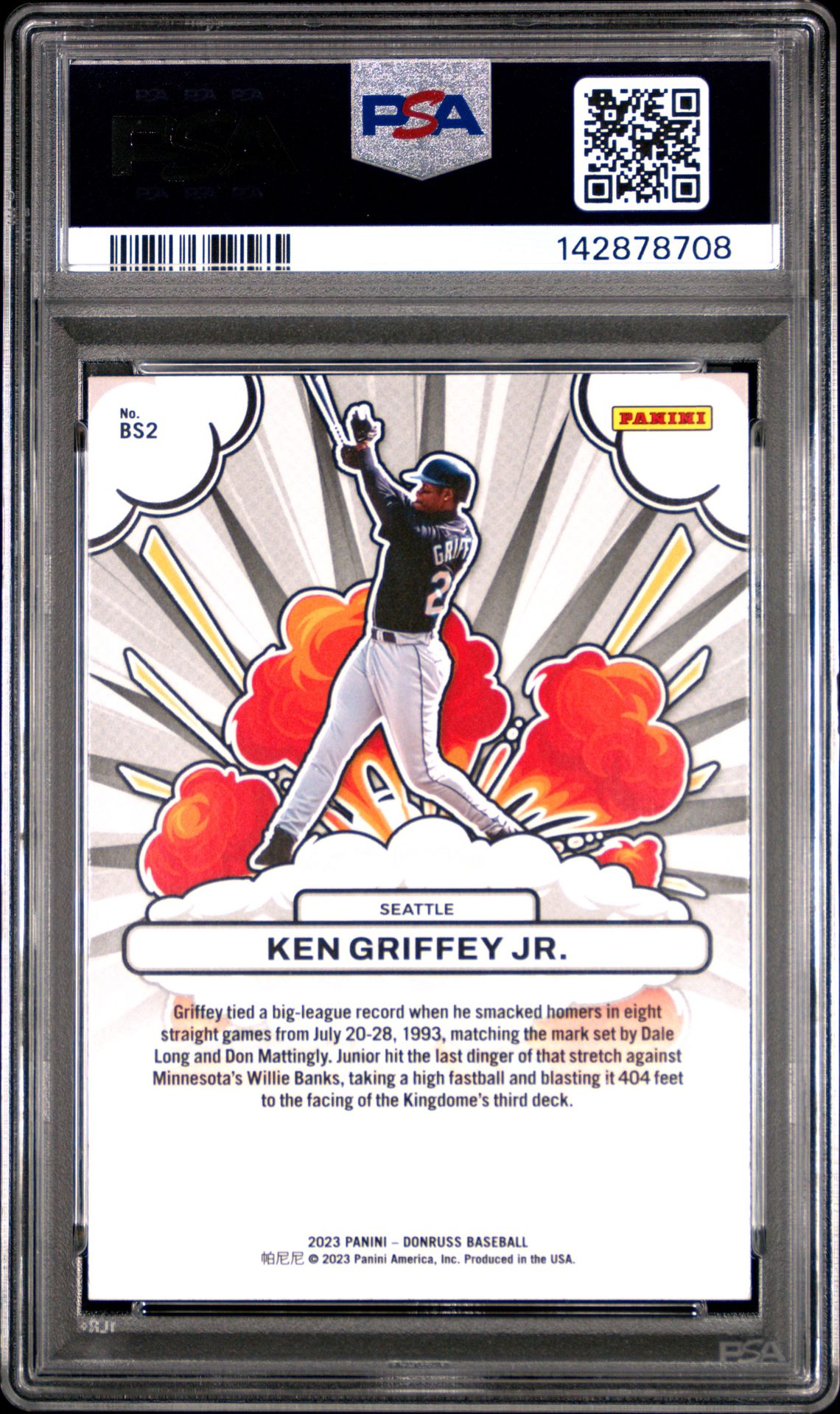 2023 Panini Donruss Bomb Squad Ken Griffey Jr. #Bs2 (Bomb Squad-Rapture) Gem Mt 10 back
