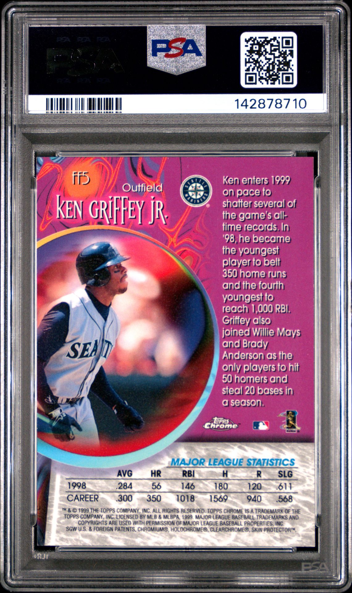 1999 Topps Chrome Fortune 15 Ken Griffey Jr. #Ff5 (Fortune 15) Mint 9 back