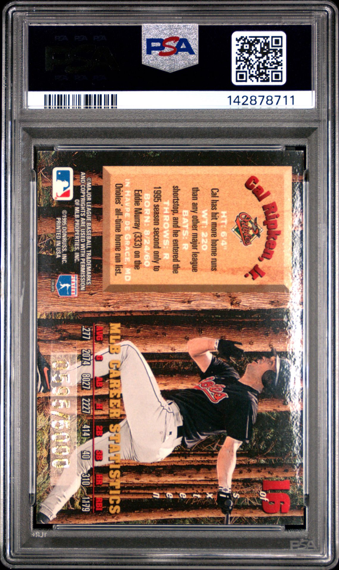 1995 Leaf Limited Lumberjacks Cal Ripken Jr. #16 (Lumberjacks) Gem Mt 10 back
