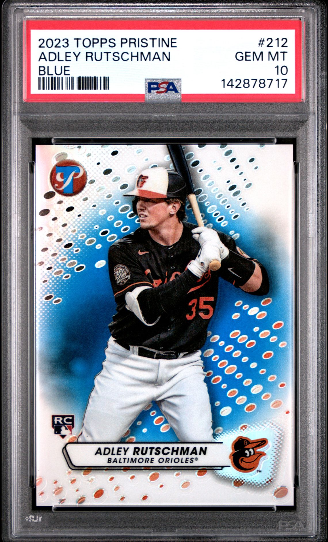 2023 Topps Pristine Adley Rutschman #212 (Blue) Gem Mt 10 front
