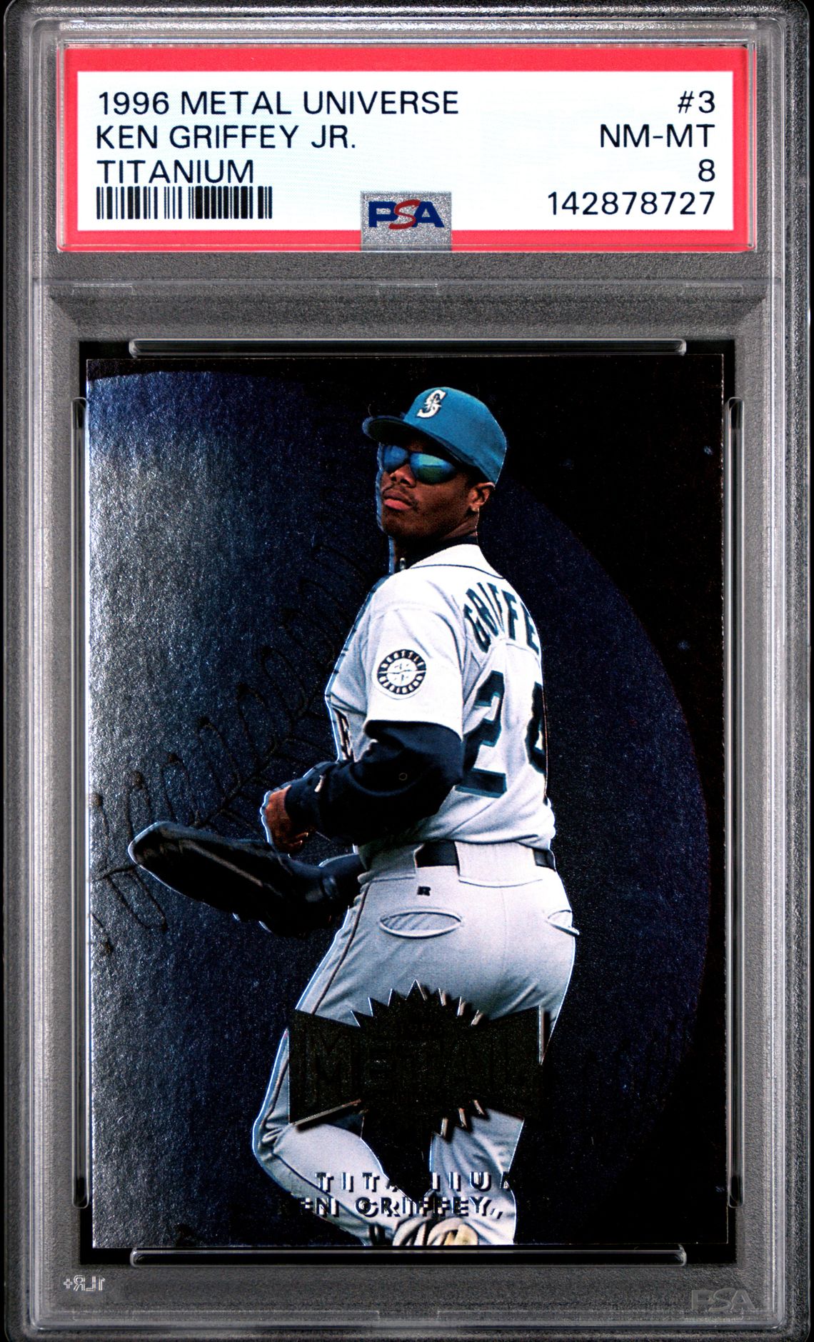 1996 Metal Universe Titanium Ken Griffey Jr. #3 (Titanium) Nm-Mt 8 front