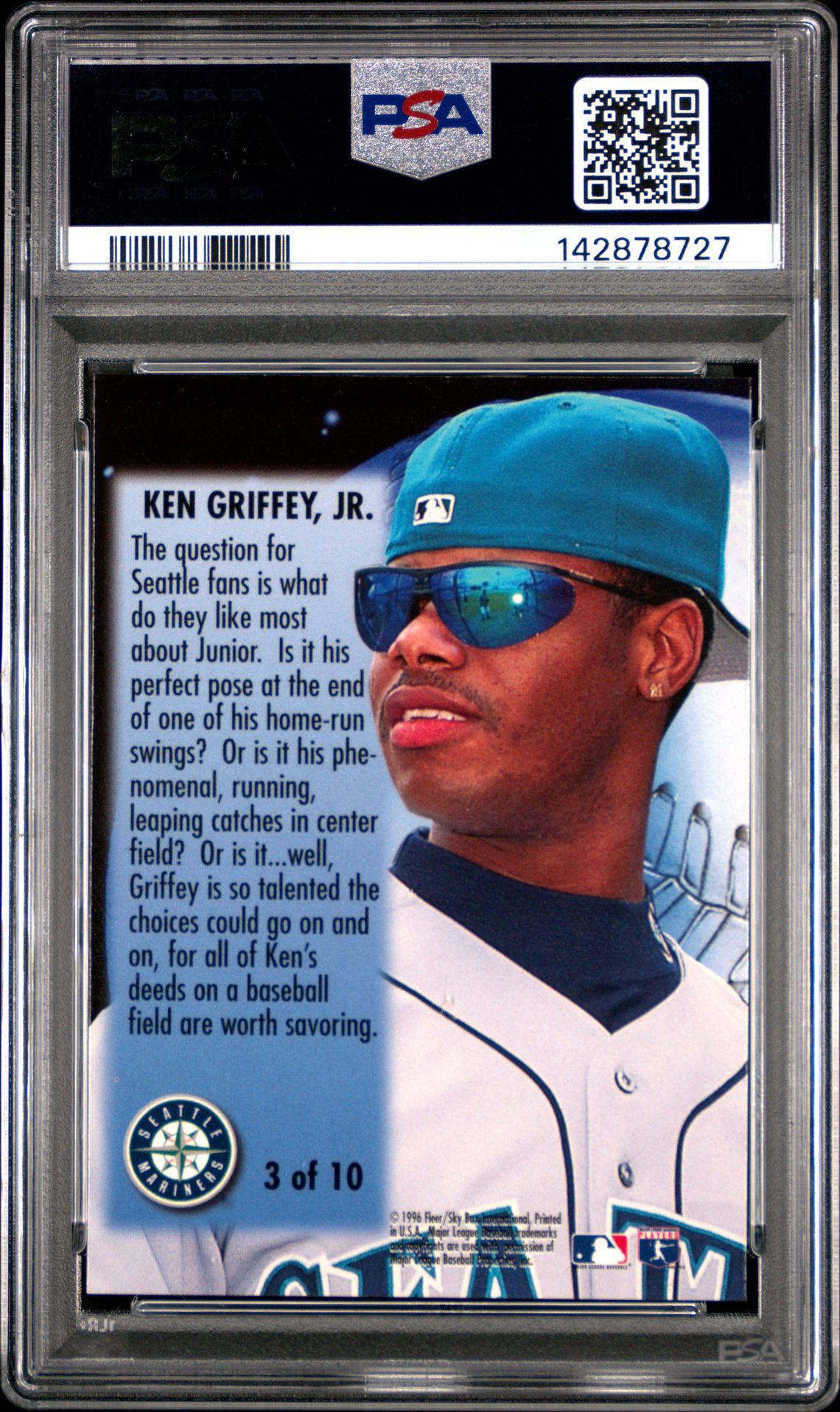 1996 Metal Universe Titanium Ken Griffey Jr. #3 (Titanium) Nm-Mt 8 back