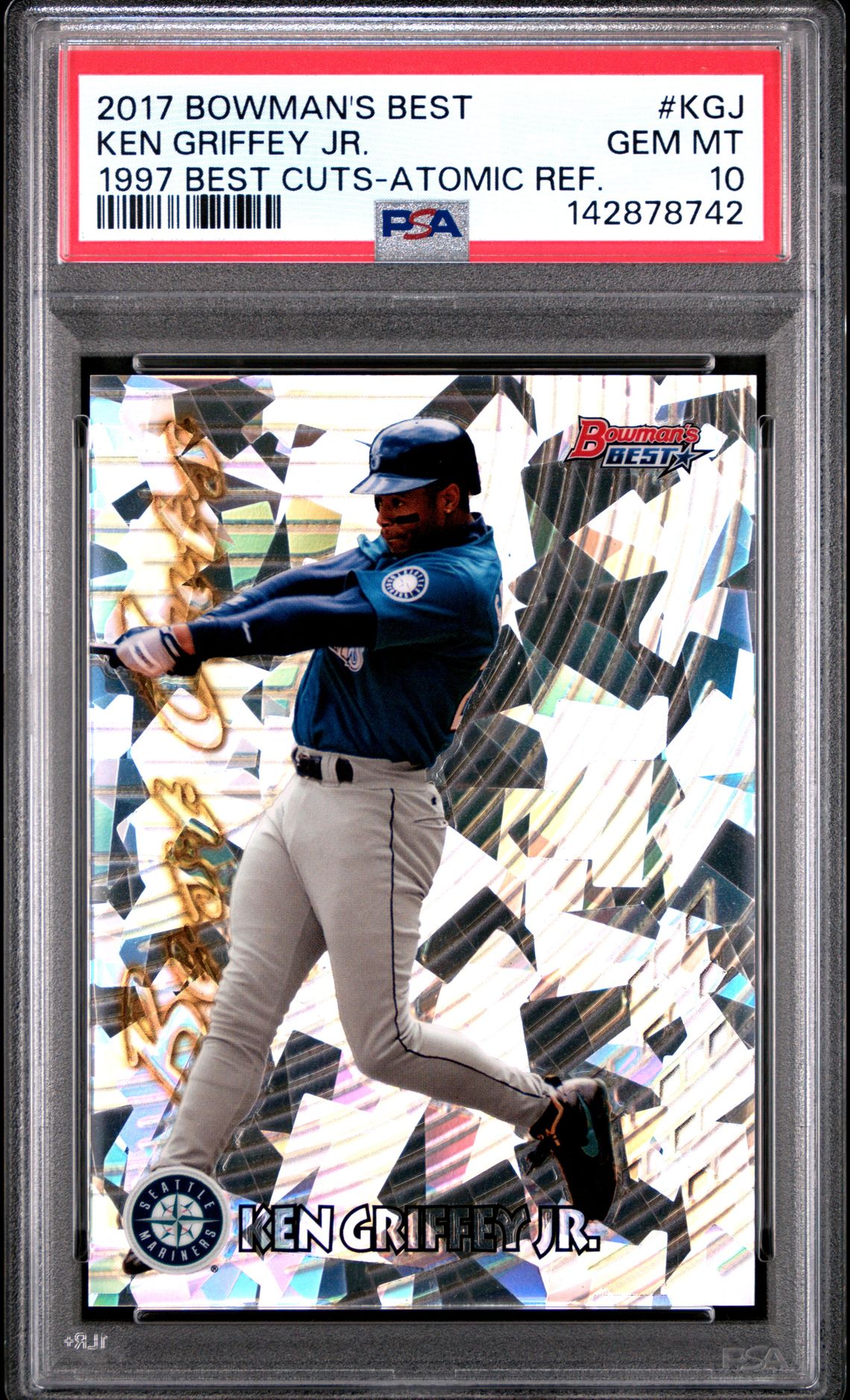 2017 Bowman's Best 1997 Best Cuts Ken Griffey Jr. #Kgj (1997 Best Cuts-Atomic Ref.) Gem Mt 10 front
