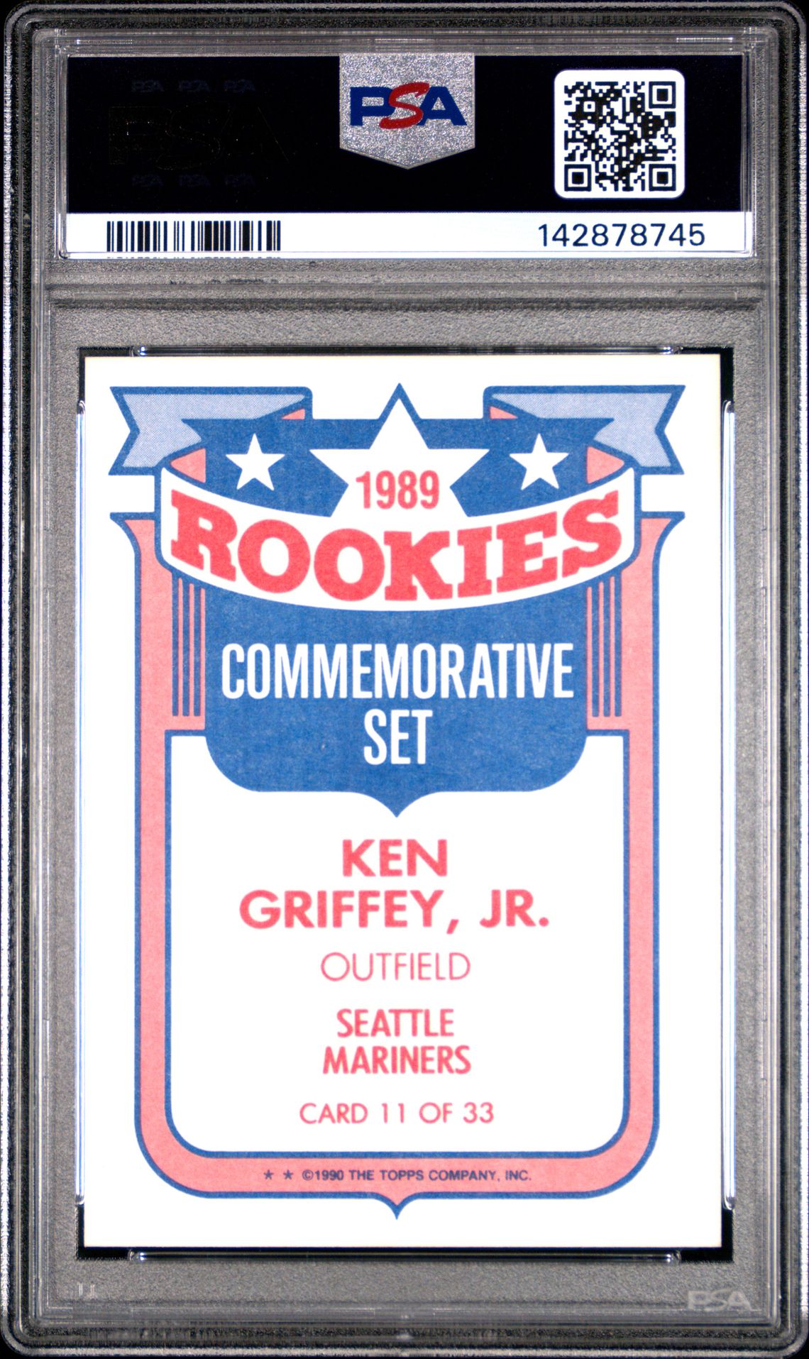 1990 Topps Glossy Rookies Ken Griffey Jr. #11 Gem Mt 10 back