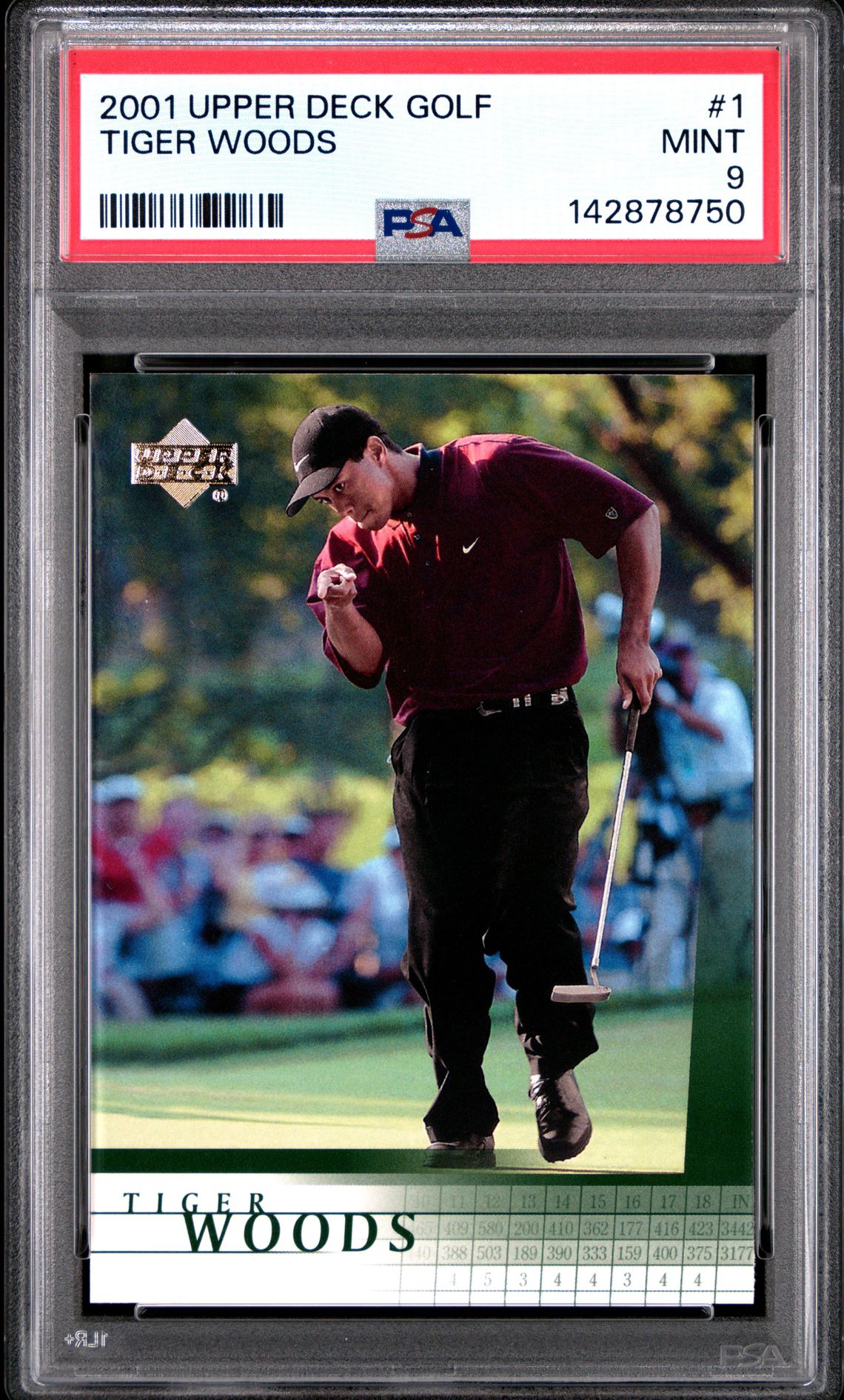 2001 Upper Deck Golf Tiger Woods #1 Mint 9 front