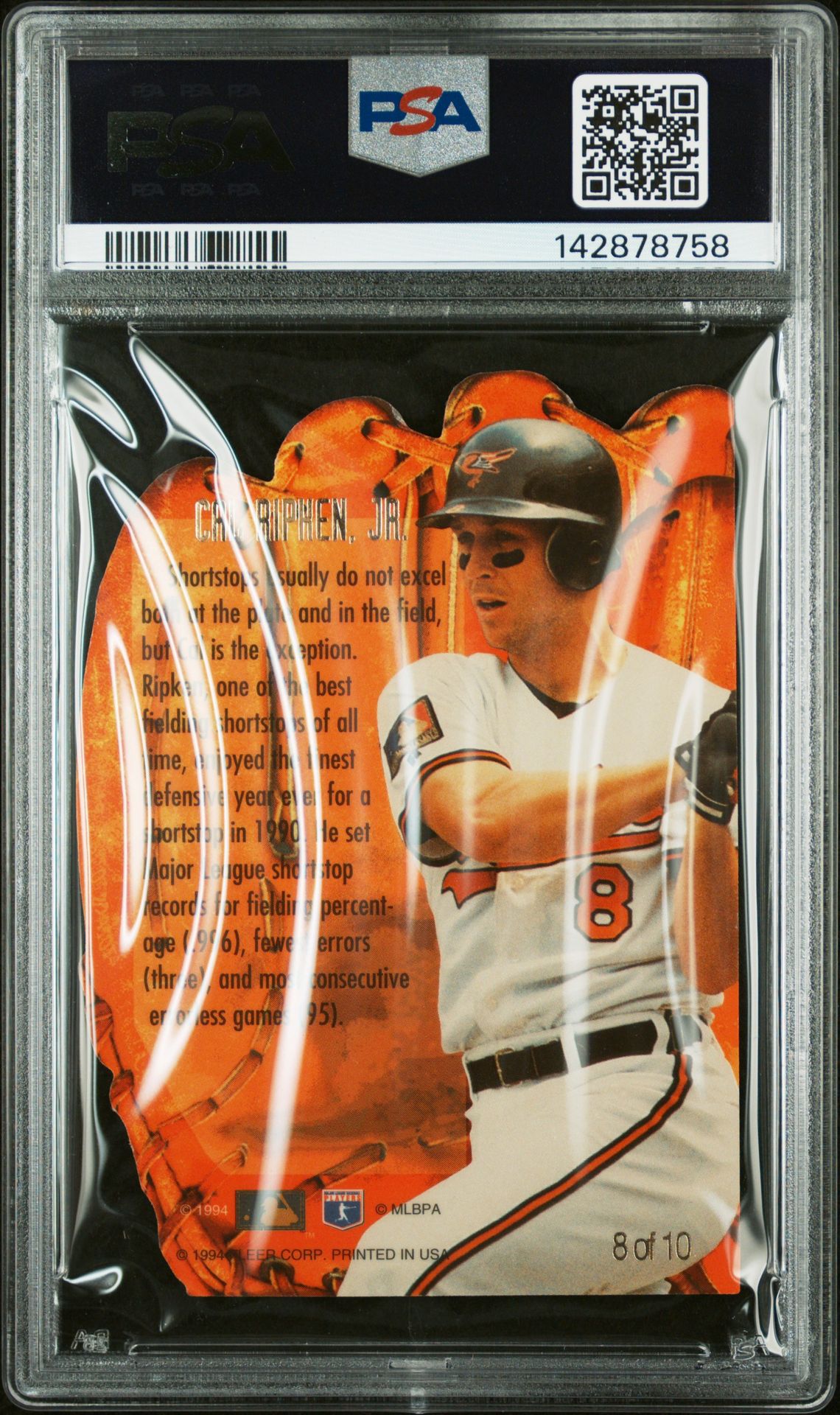 1994 Flair Hot Glove Cal Ripken Jr. #8 Mint 9 back