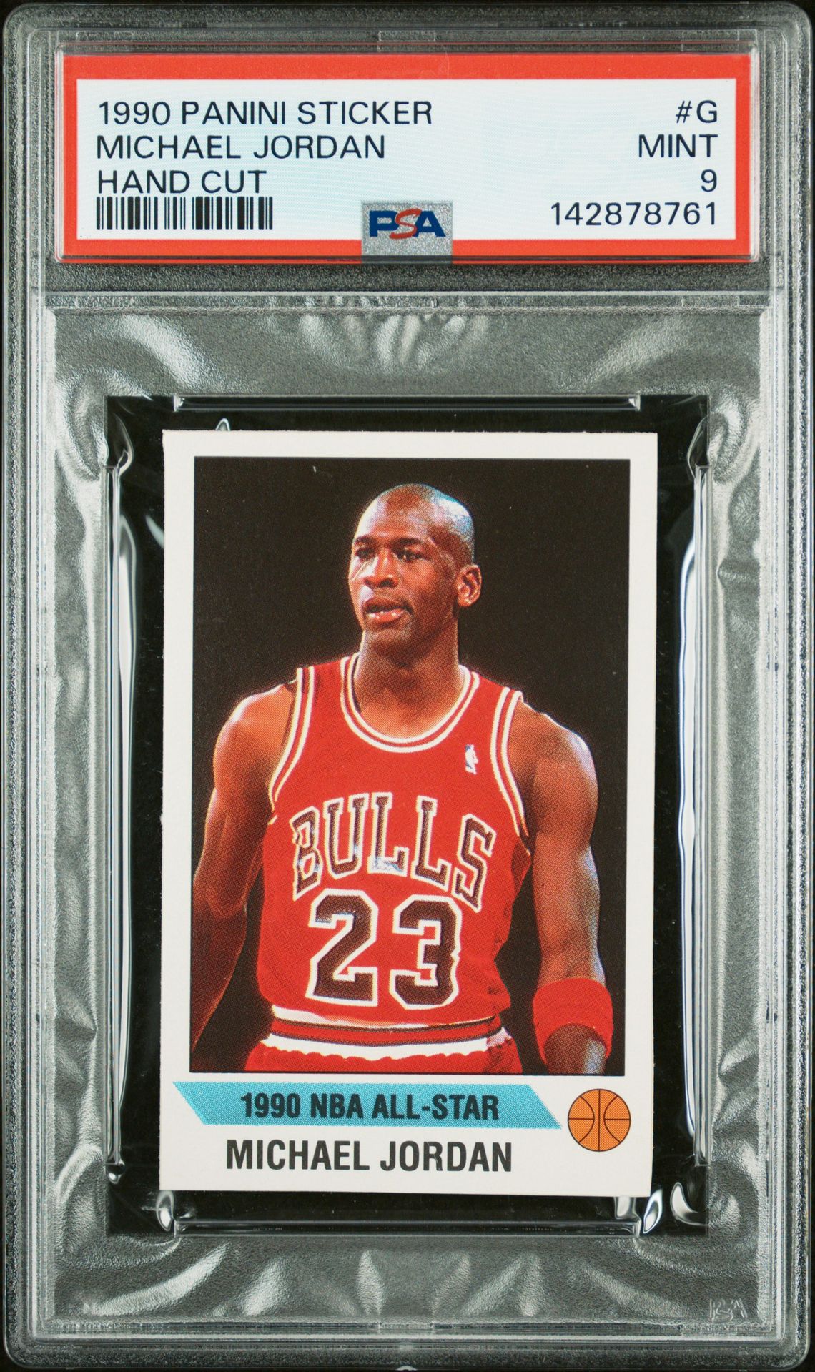 1990 Panini Sticker Michael Jordan #G (Hand Cut) Mint 9 front