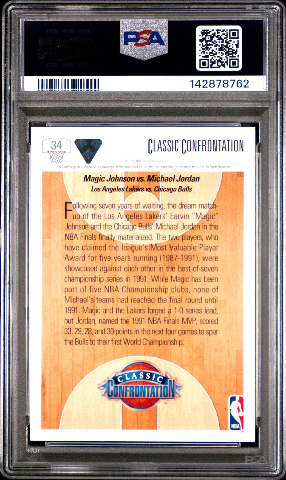 1991 Upper Deck Magic Vs. Jordan #34 Mint 9 back