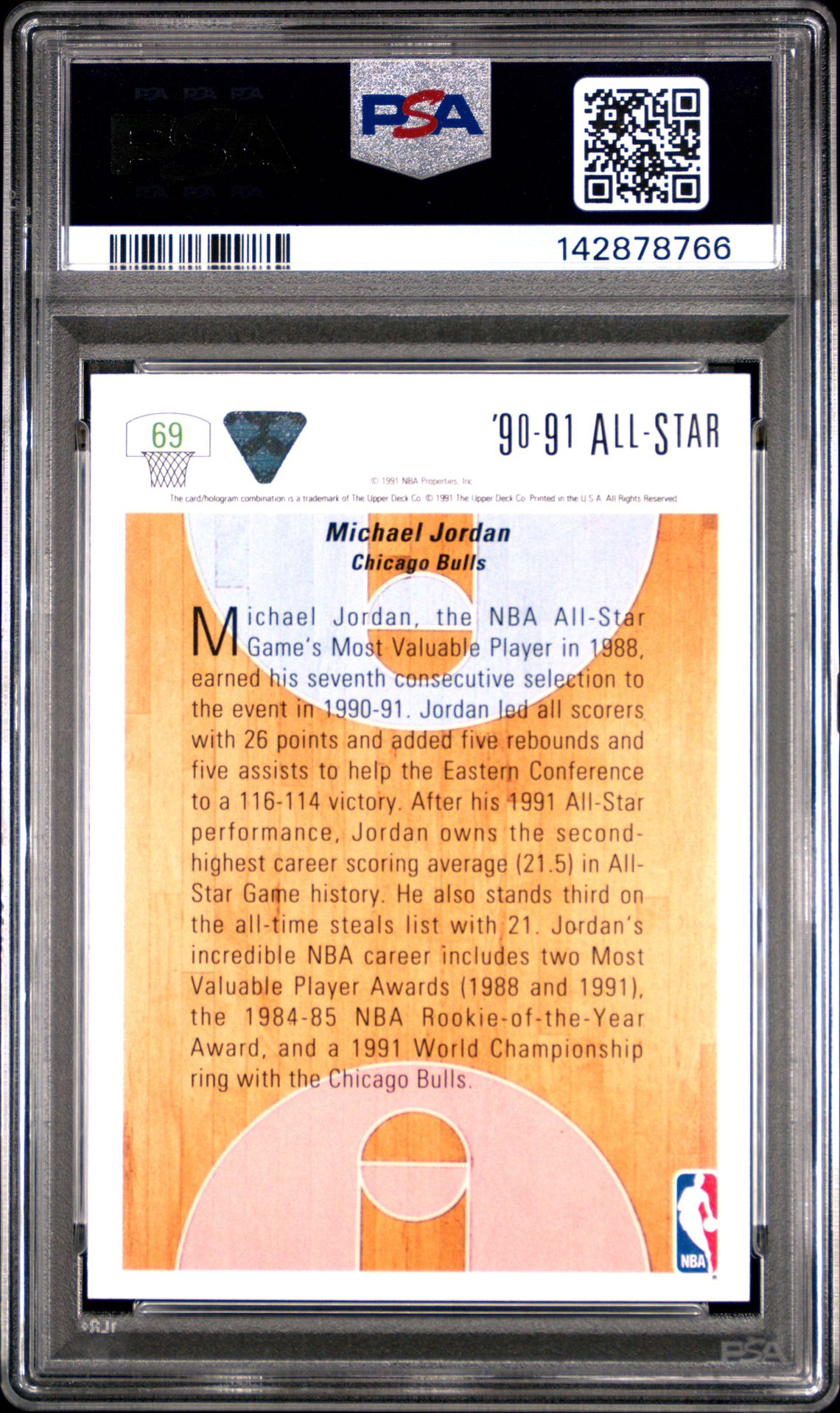 1991 Upper Deck Michael Jordan #69 Mint 9 back