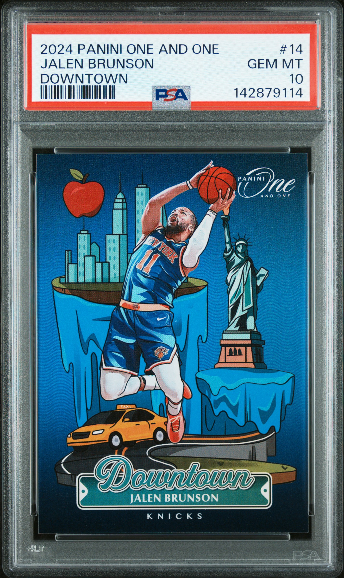 2024 #14 Jalen Brunson PSA 10 Panini One and One Downtown Basketball