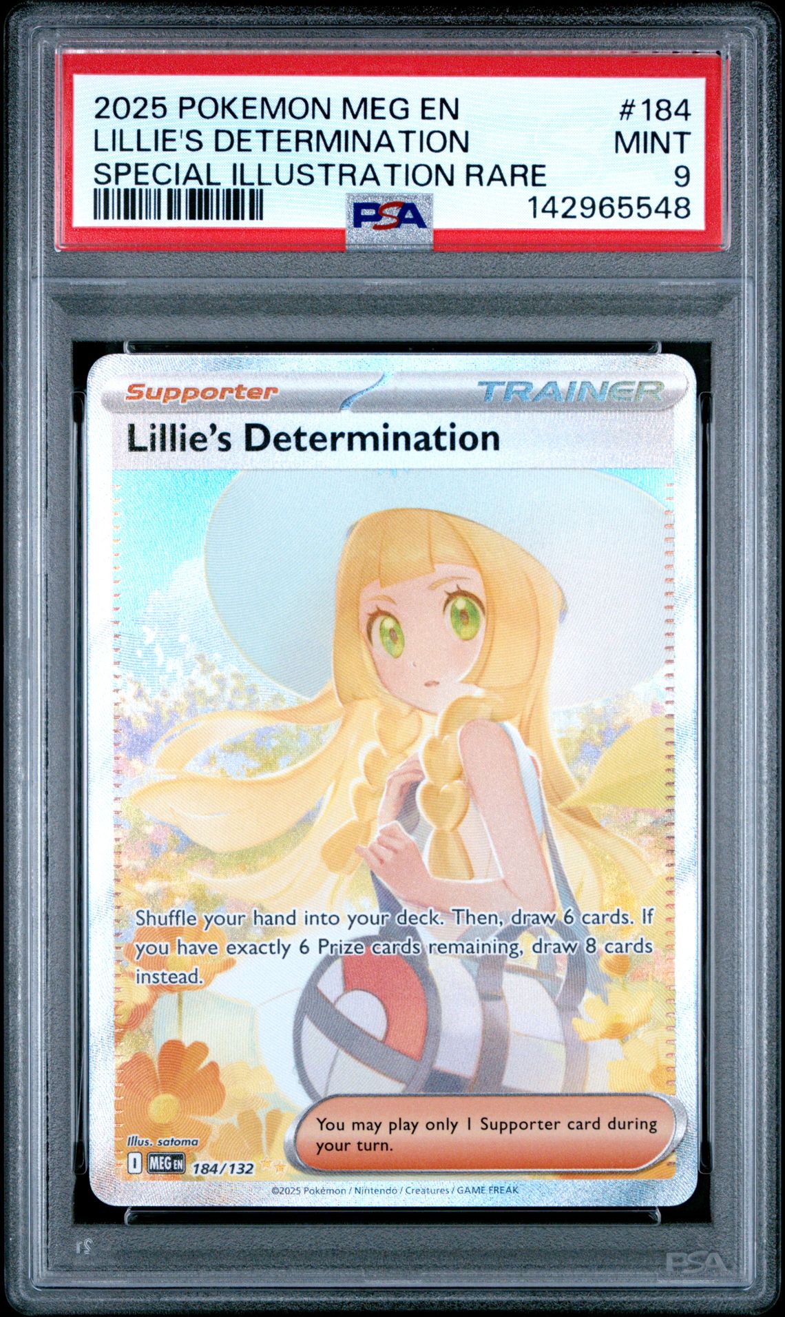 2025 Pokemon Meg En-Mega Evolution Lillie's Determination #184 (Special Illustration Rare) Mint 9 front