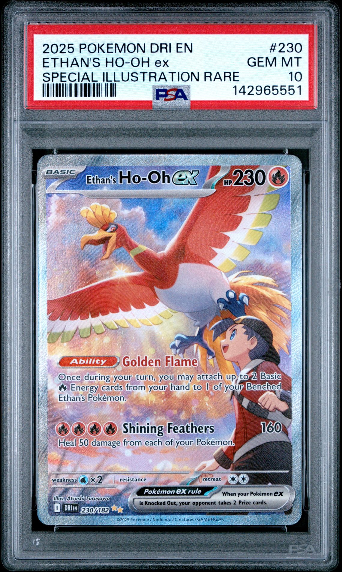 2025 Pokemon Dri En-Destined Rivals Ethan's Ho-Oh Ex #230 (Special Illustration Rare) Gem Mt 10 front