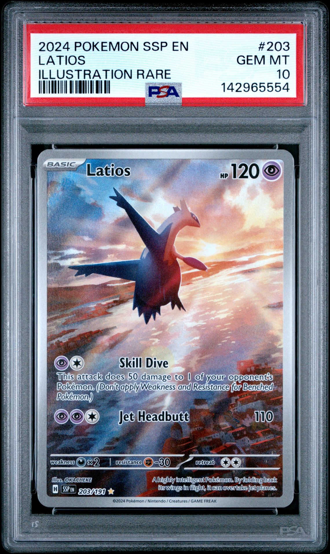 2024 Pokemon Ssp En-Surging Sparks Latios #203 (Illustration Rare) Gem Mt 10 front