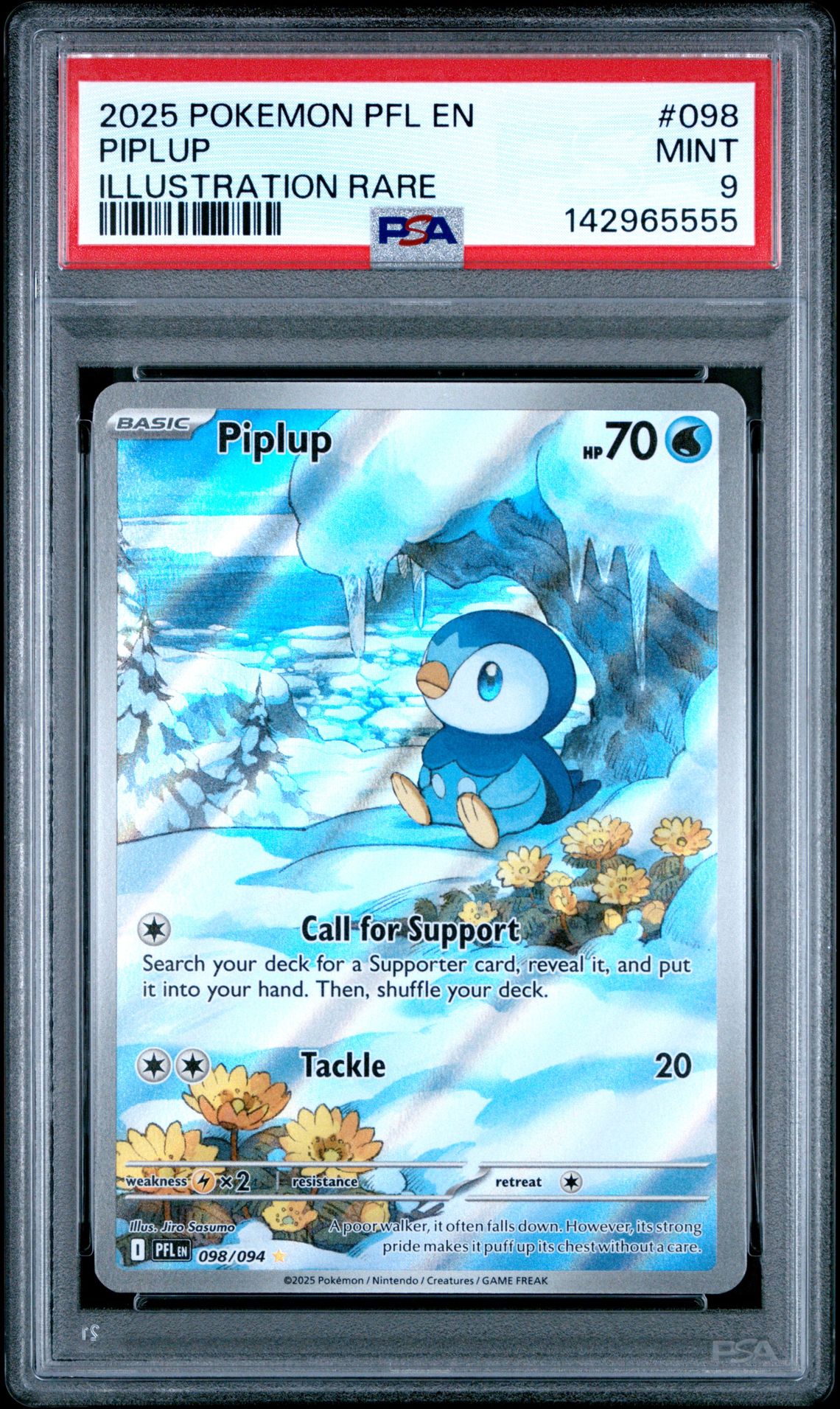 2025 Pokemon Pfl En-Phantasmal Flames Piplup #098 (Illustration Rare) Mint 9 front