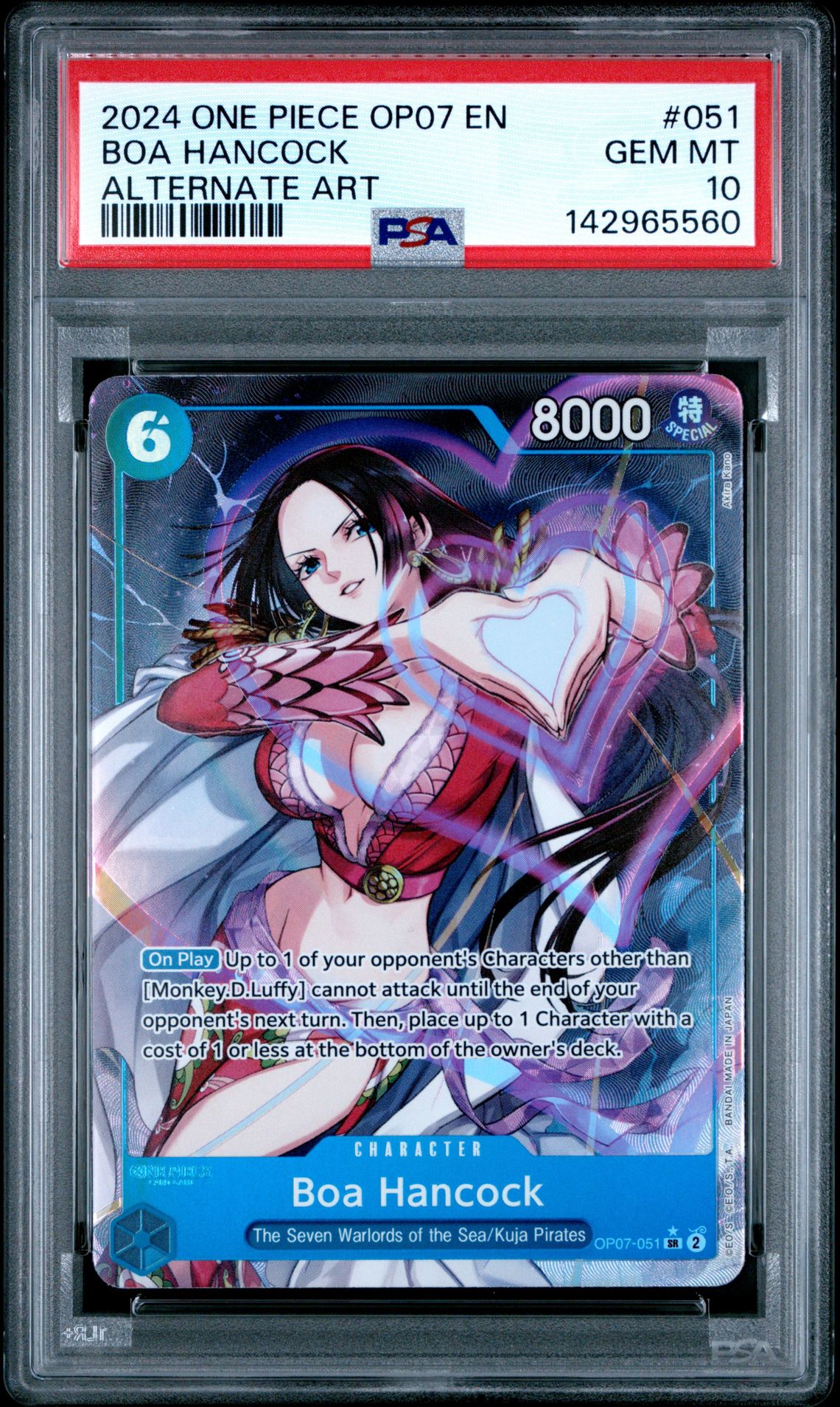 2024 One Piece Op07-500 Years In The Future Boa Hancock #051 (Alternate Art) Gem Mt 10 front view - PSA graded GEM MT 10