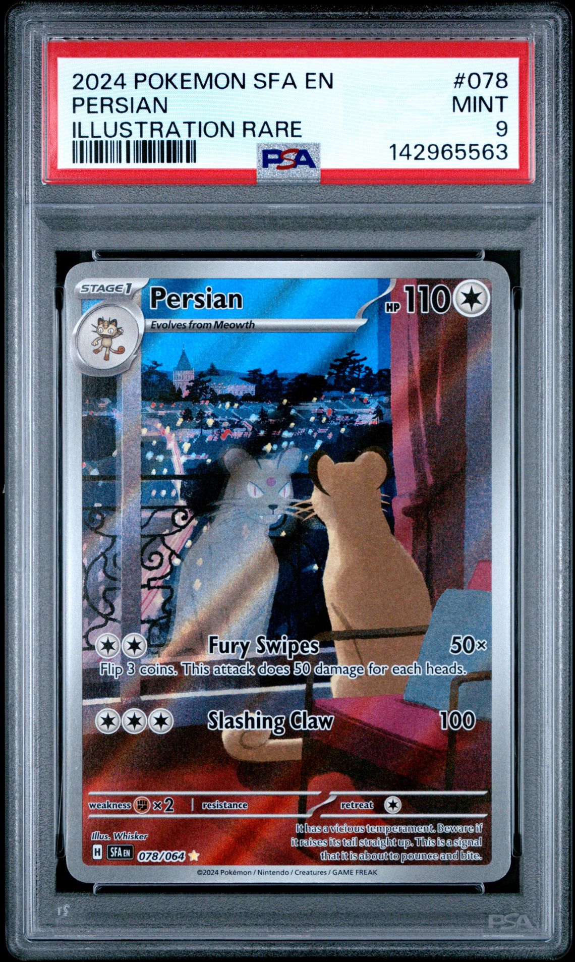 2024 Pokemon Sfa En-Shrouded Fable Persian #078 (Illustration Rare) Mint 9 front