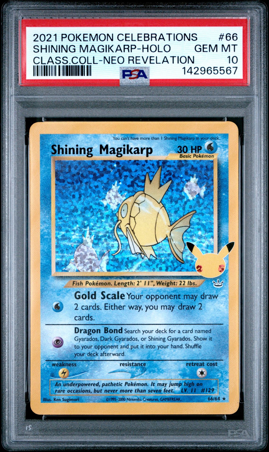 2021 Pokemon Celebrations Classic Collection Shining Magikarp-Holo #66 (Class.coll-Neo Revelation) Gem Mt 10 front