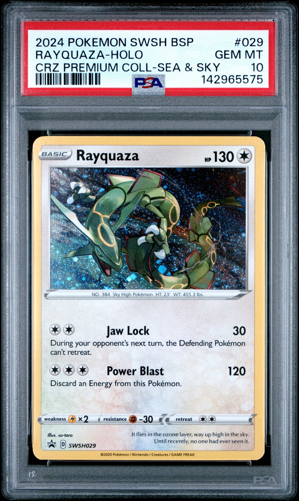 2024 Pokemon Swsh Black Star Promo Rayquaza-Holo #029 (Crz Premium Coll-Sea & Sky) Gem Mt 10 front