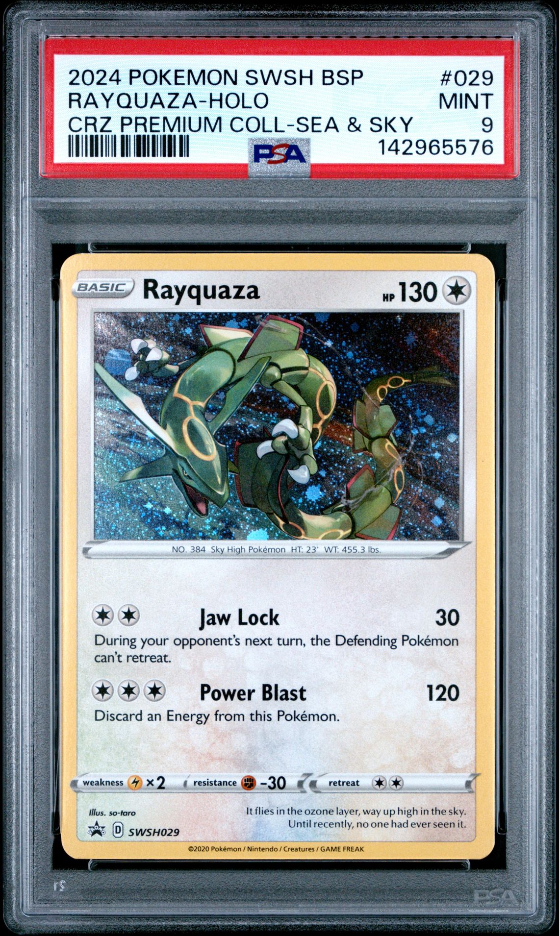2024 Pokemon Swsh Black Star Promo Rayquaza-Holo #029 (Crz Premium Coll-Sea & Sky) Mint 9 front