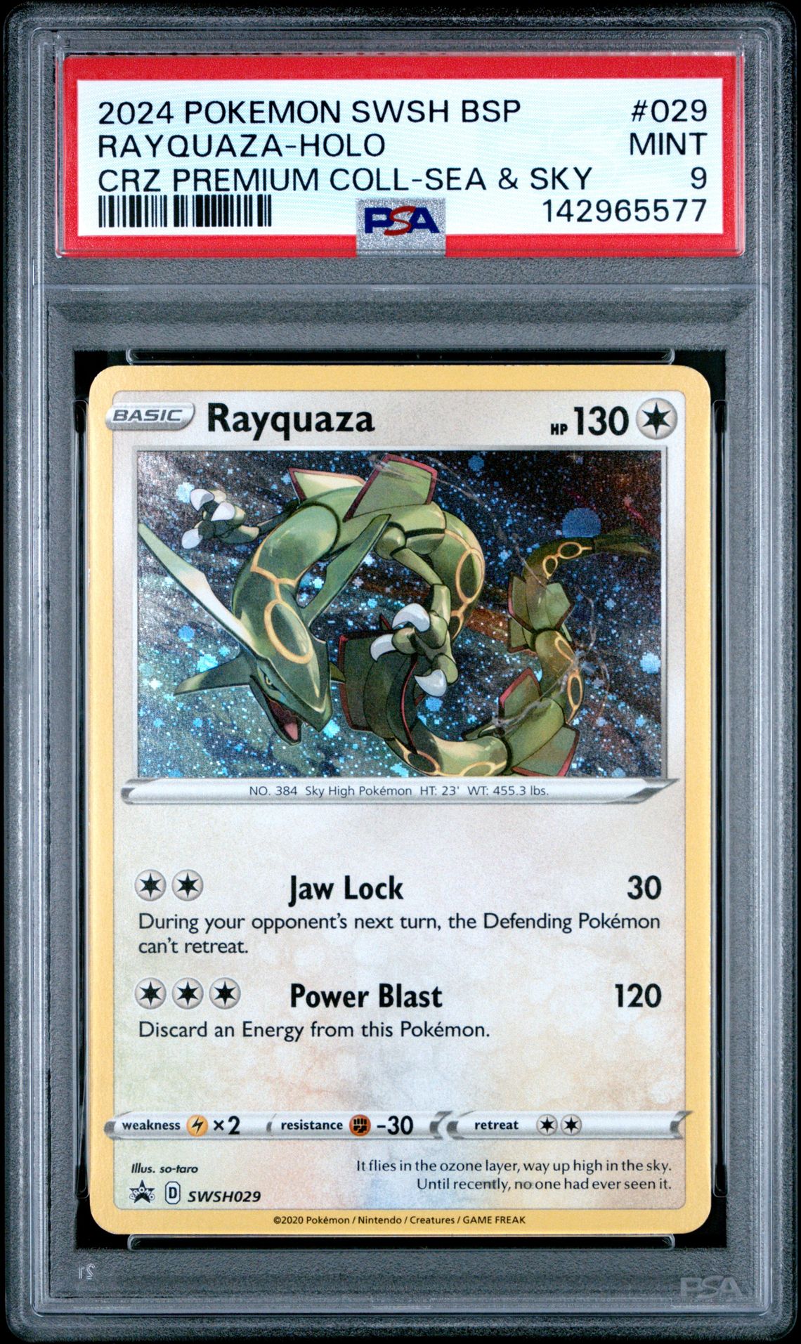 2024 Pokemon Swsh Black Star Promo Rayquaza-Holo #029 (Crz Premium Coll-Sea & Sky) Mint 9 front