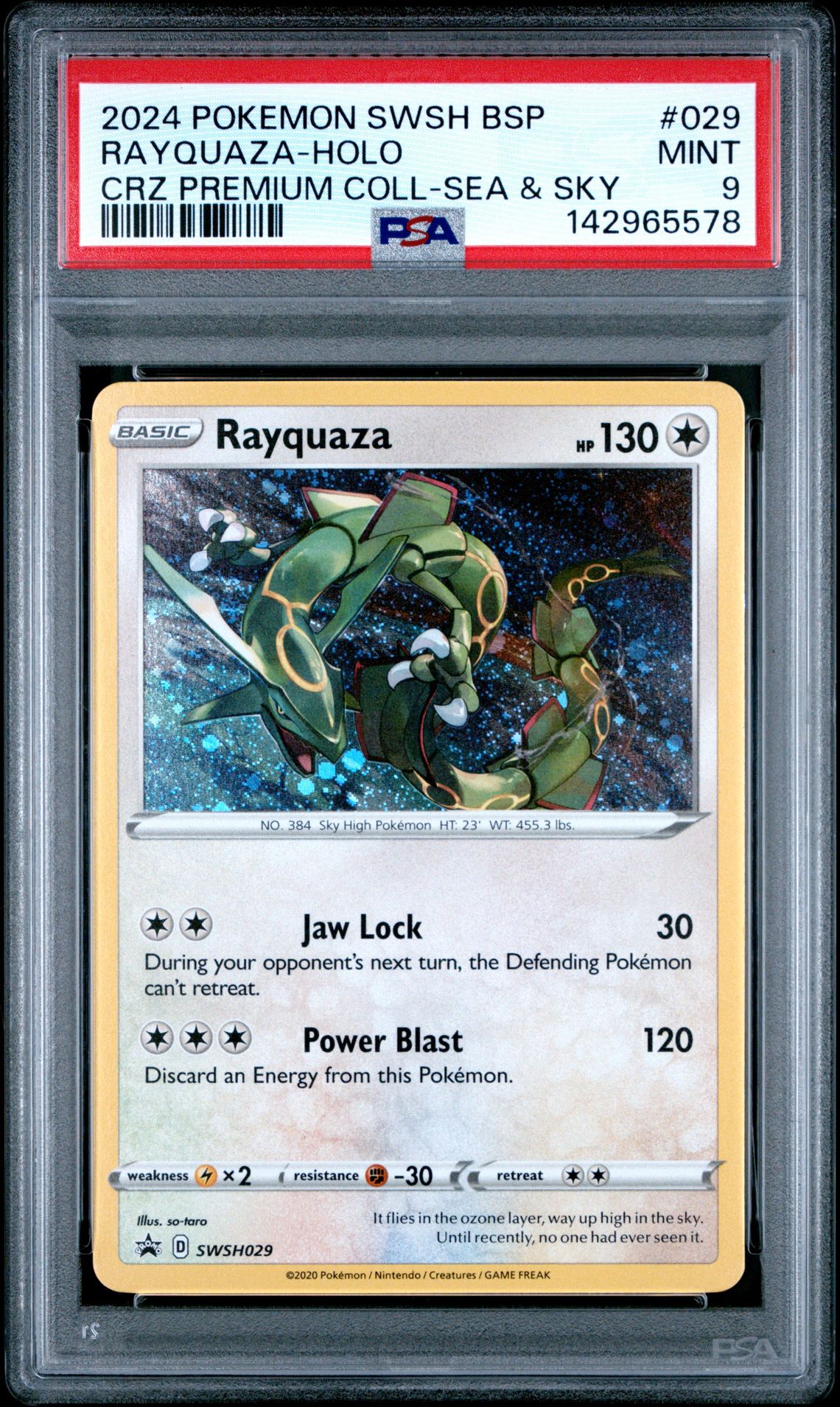 2024 Pokemon Swsh Black Star Promo Rayquaza-Holo #029 (Crz Premium Coll-Sea & Sky) Mint 9 front