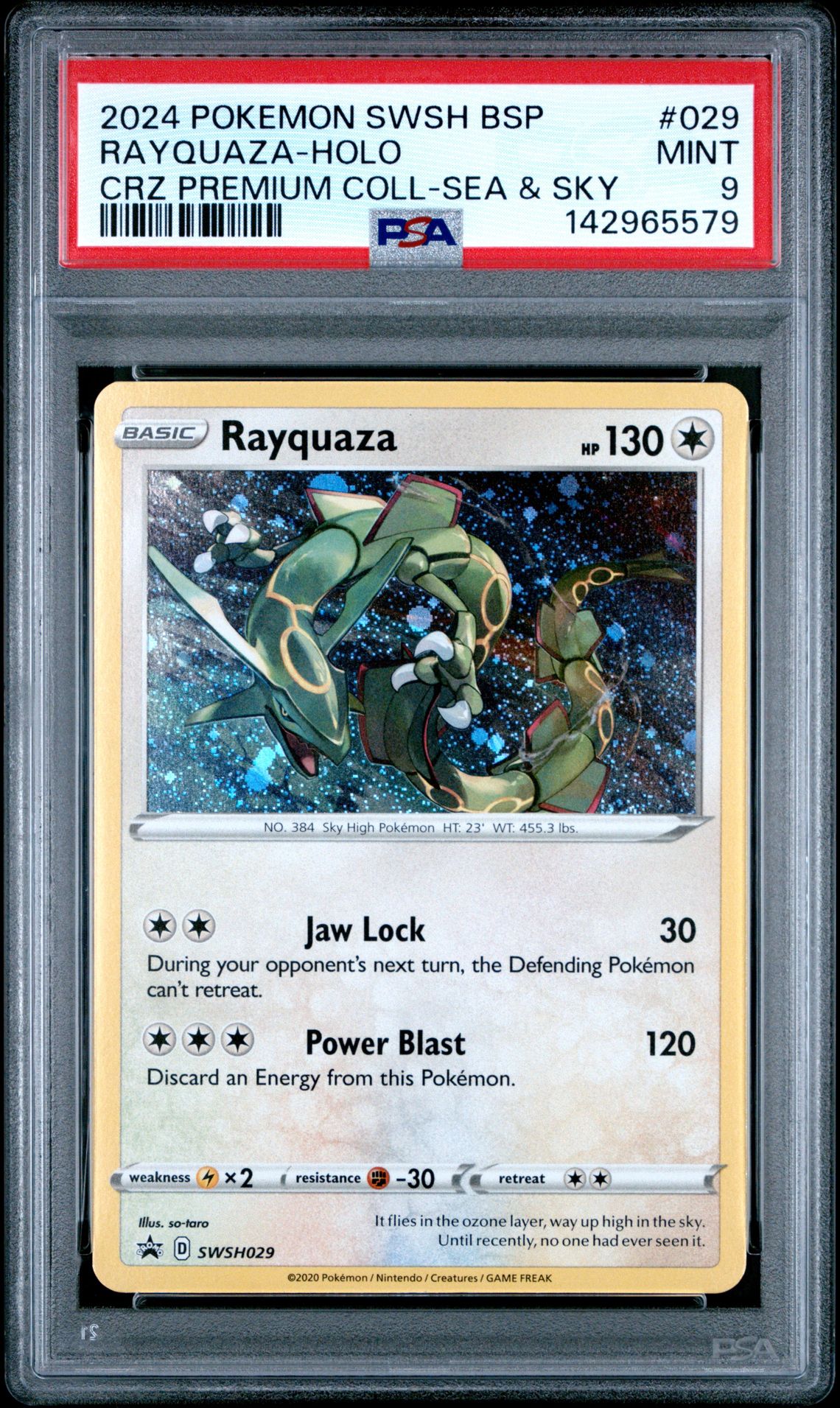 2024 Pokemon Swsh Black Star Promo Rayquaza-Holo #029 (Crz Premium Coll-Sea & Sky) Mint 9 front