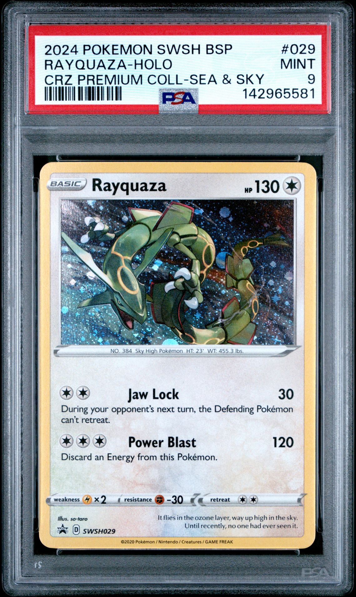 2024 Pokemon Swsh Black Star Promo Rayquaza-Holo #029 (Crz Premium Coll-Sea & Sky) Mint 9 front