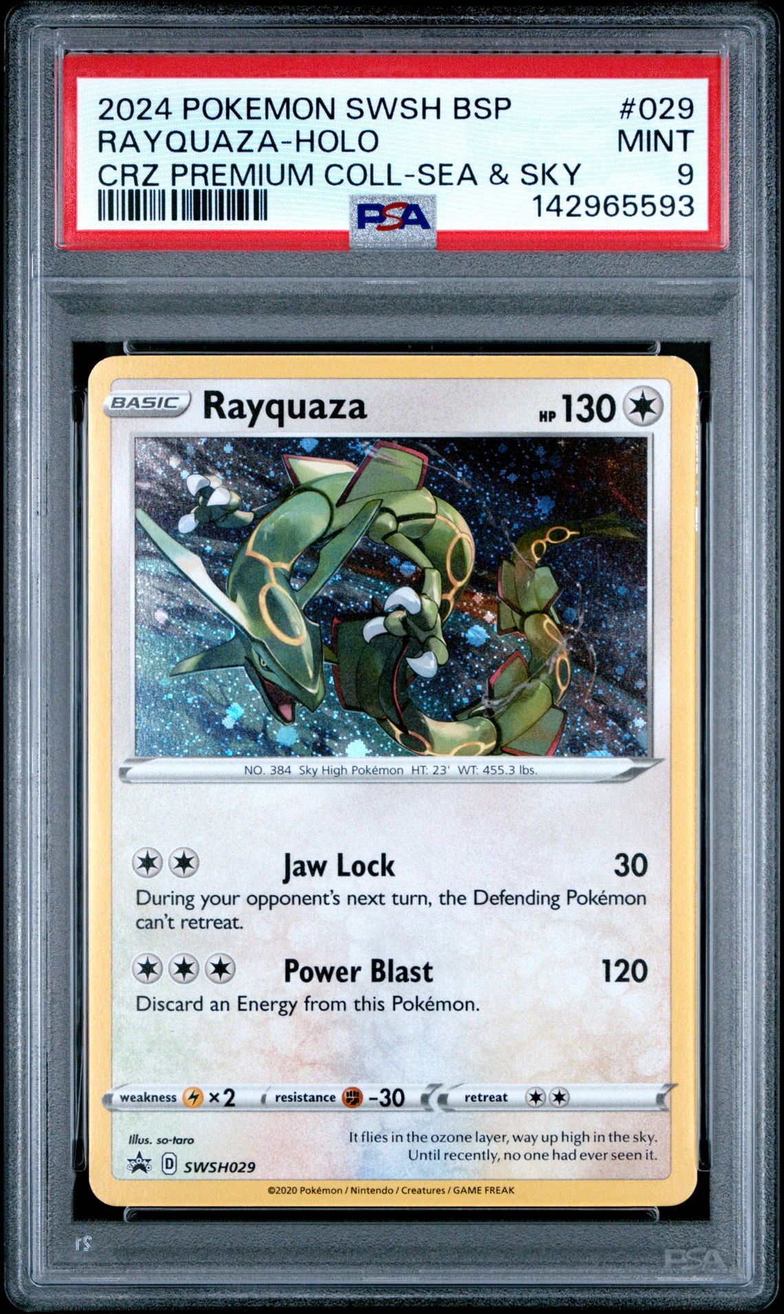 2024 Pokemon Swsh Black Star Promo Rayquaza-Holo #029 (Crz Premium Coll-Sea & Sky) Mint 9 front