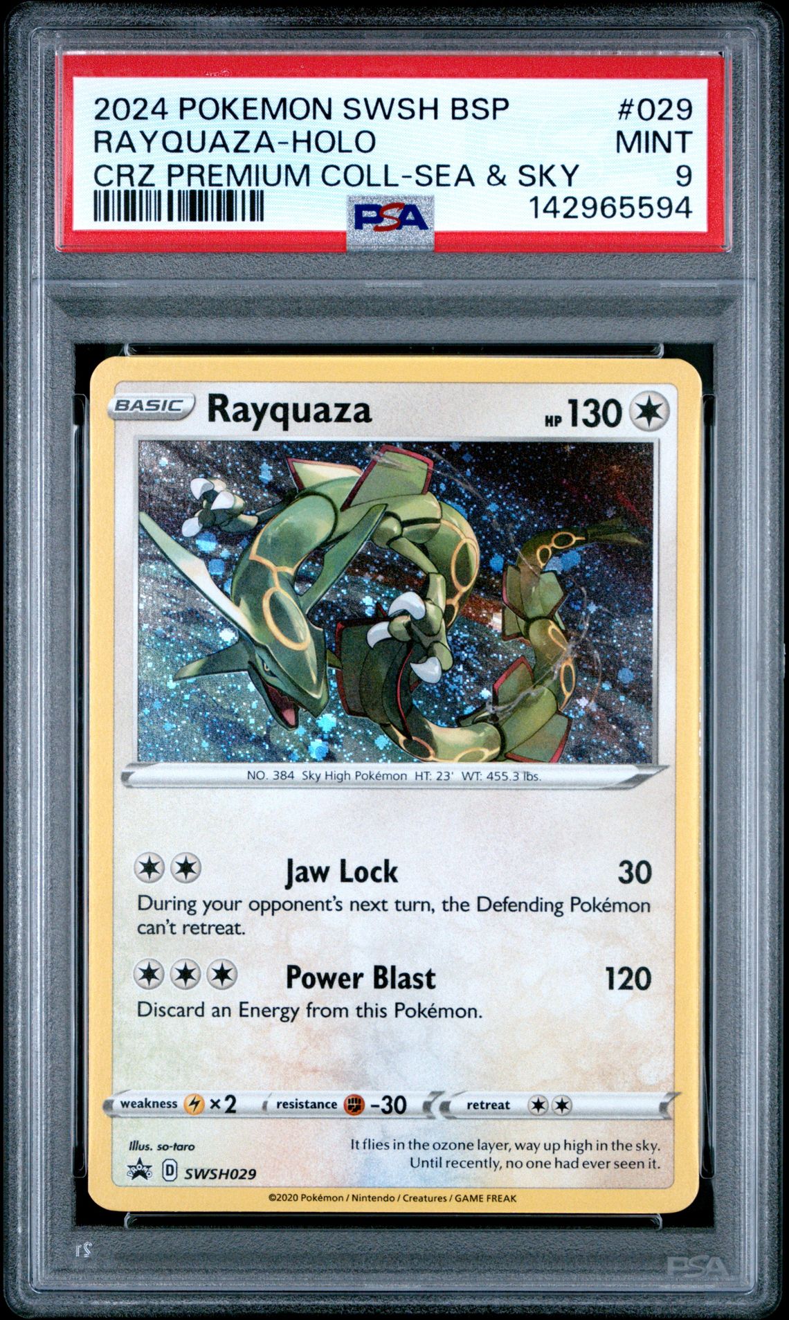 2024 Pokemon Swsh Black Star Promo Rayquaza-Holo #029 (Crz Premium Coll-Sea & Sky) Mint 9 front