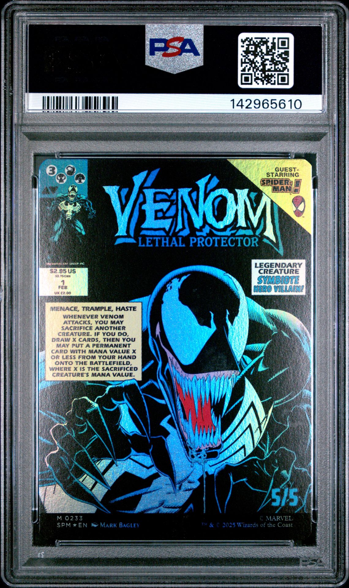 2025 Magic The Gathering Marvel's Spider-Man Eddie/Venom, Lthl Prtct #0233 (Classic Comic-Foil) Gem Mt 10 back