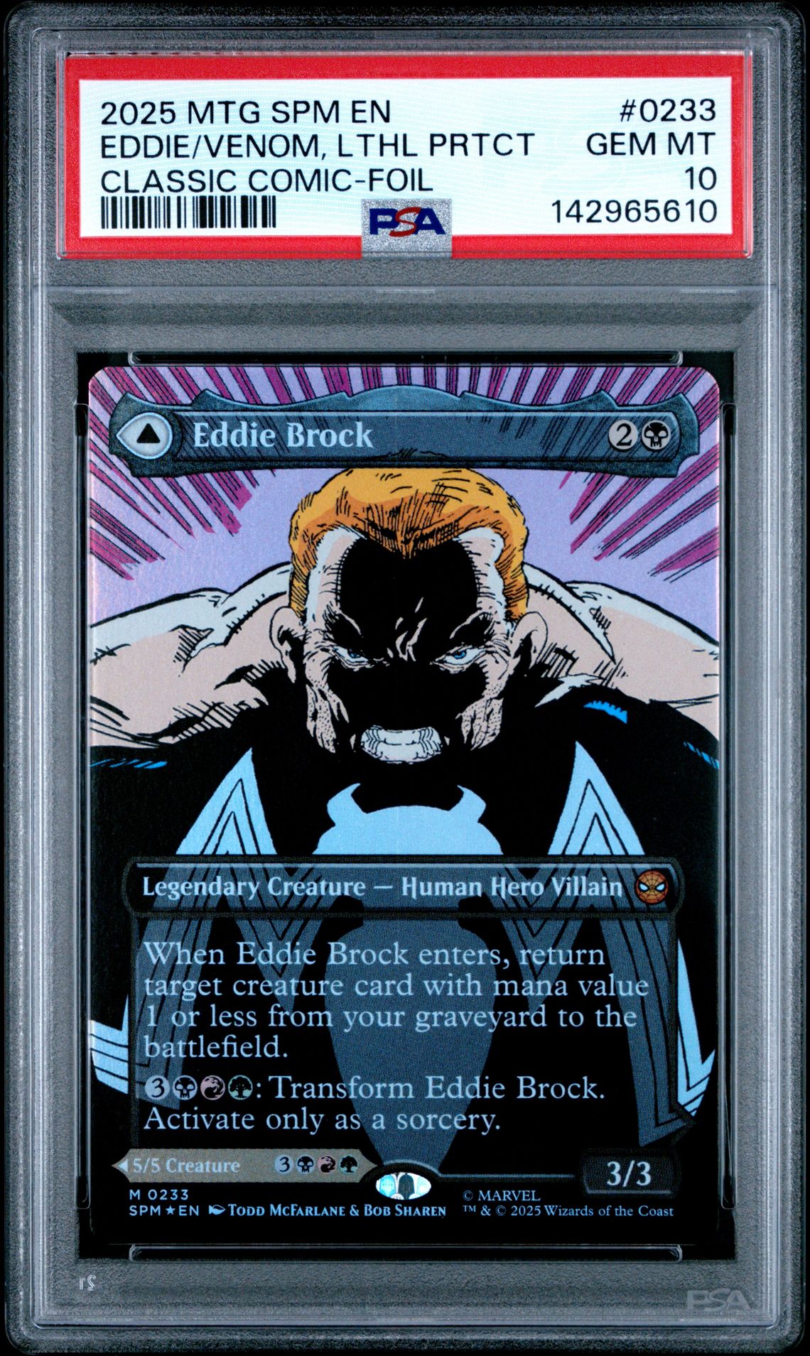 2025 Magic The Gathering Marvel's Spider-Man Eddie/Venom, Lthl Prtct #0233 (Classic Comic-Foil) Gem Mt 10 front