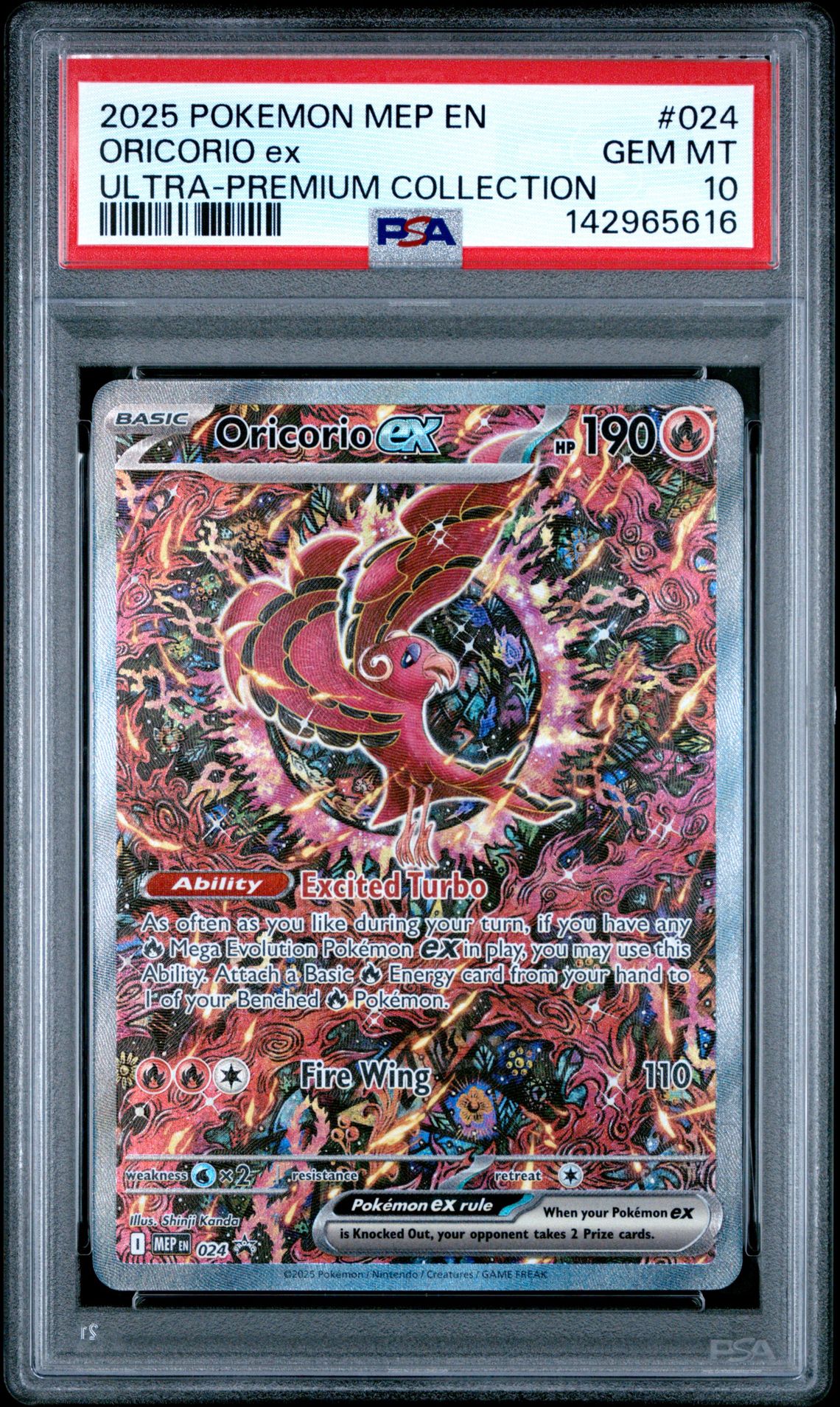 2025 Pokemon Mep En-Me Black Star Promo Oricorio Ex #024 (Ultra-Premium Collection) Gem Mt 10 front