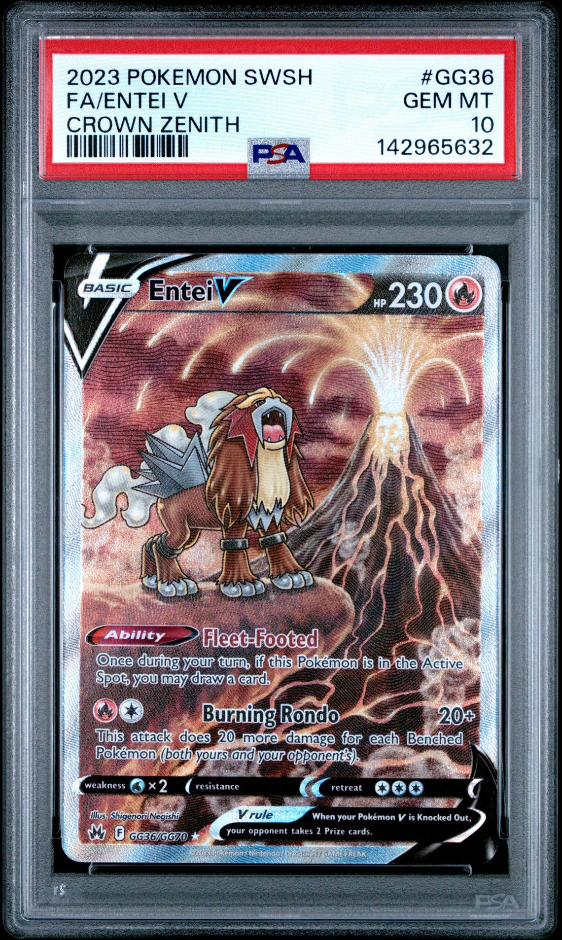 2023 Pokemon Sword And Shield Crown Zenith Fa/Entei V #Gg36 (Crown Zenith) Gem Mt 10 front