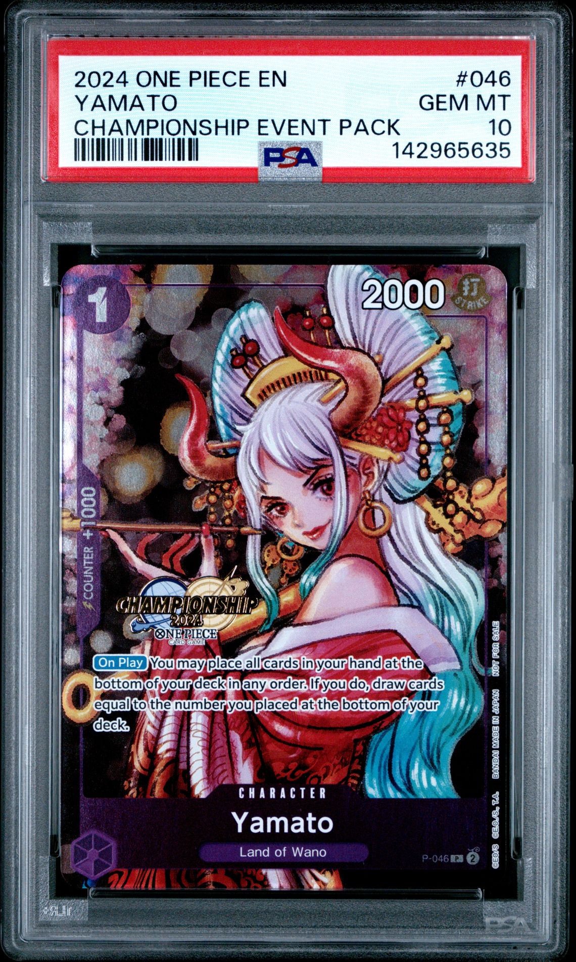 2024 One Piece Championship 2024 Event Pack Yamato #046 Gem Mt 10 front