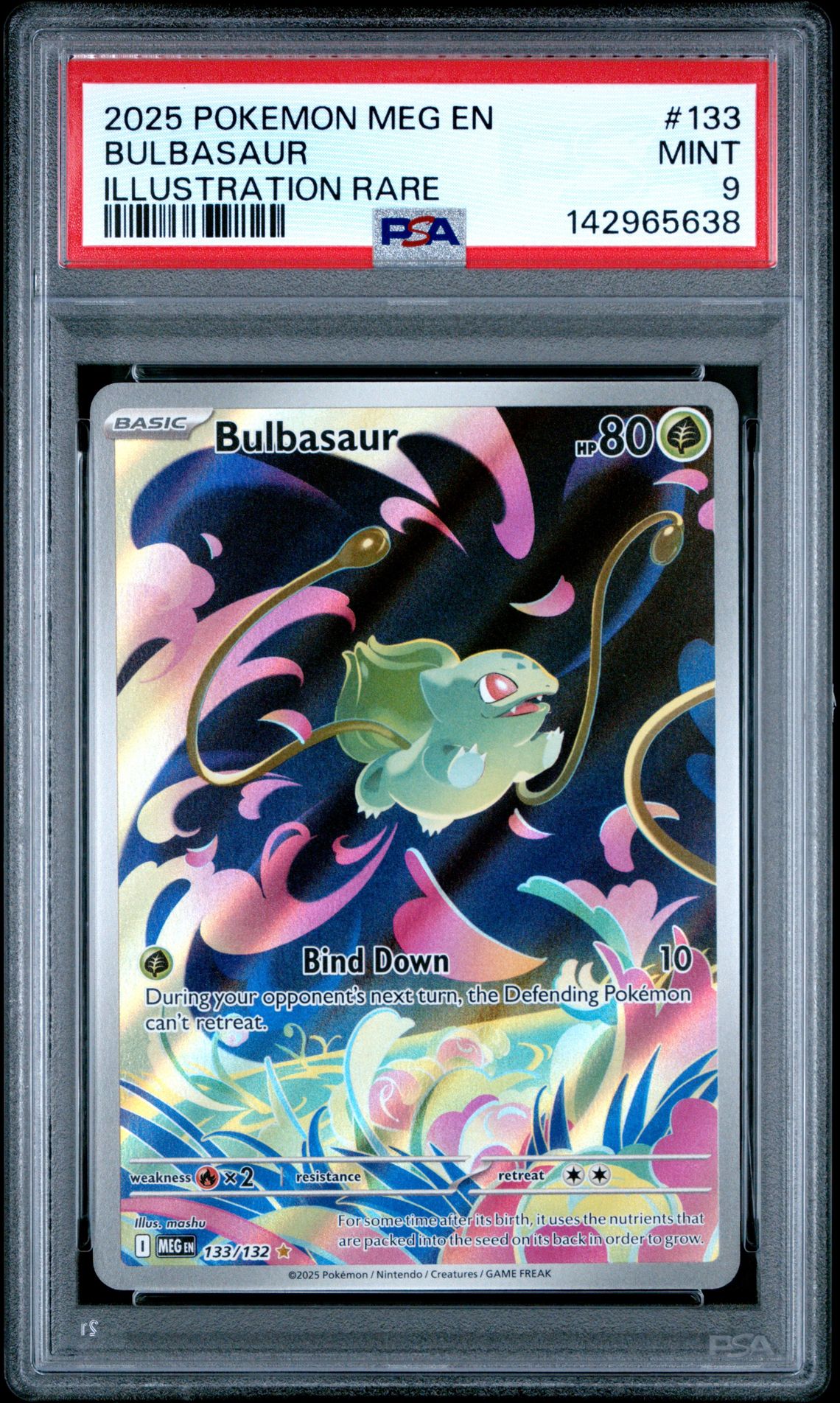 2025 Pokemon Meg En-Mega Evolution Bulbasaur #133 (Illustration Rare) Mint 9 front