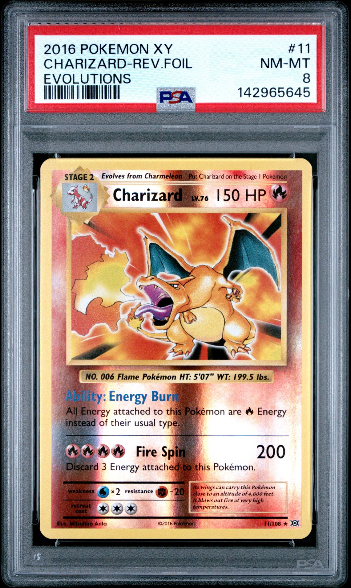 2016 Pokemon Xy Evolutions Charizard-Rev.foil #11 (Evolutions) Nm-Mt 8 front