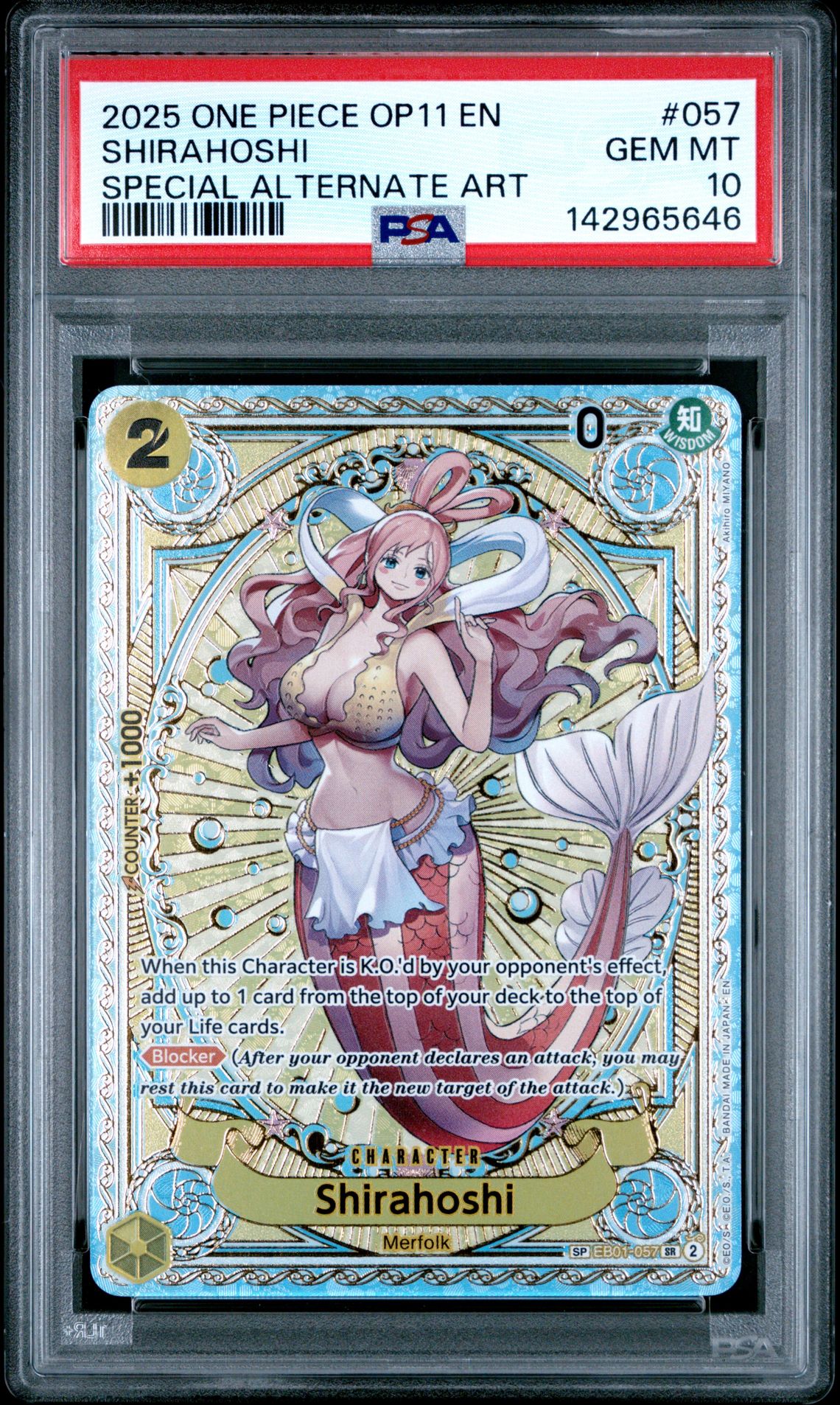 2025 One Piece Op11-A Fist Of Divine Speed Shirahoshi #057 (Special Alternate Art) Gem Mt 10 front